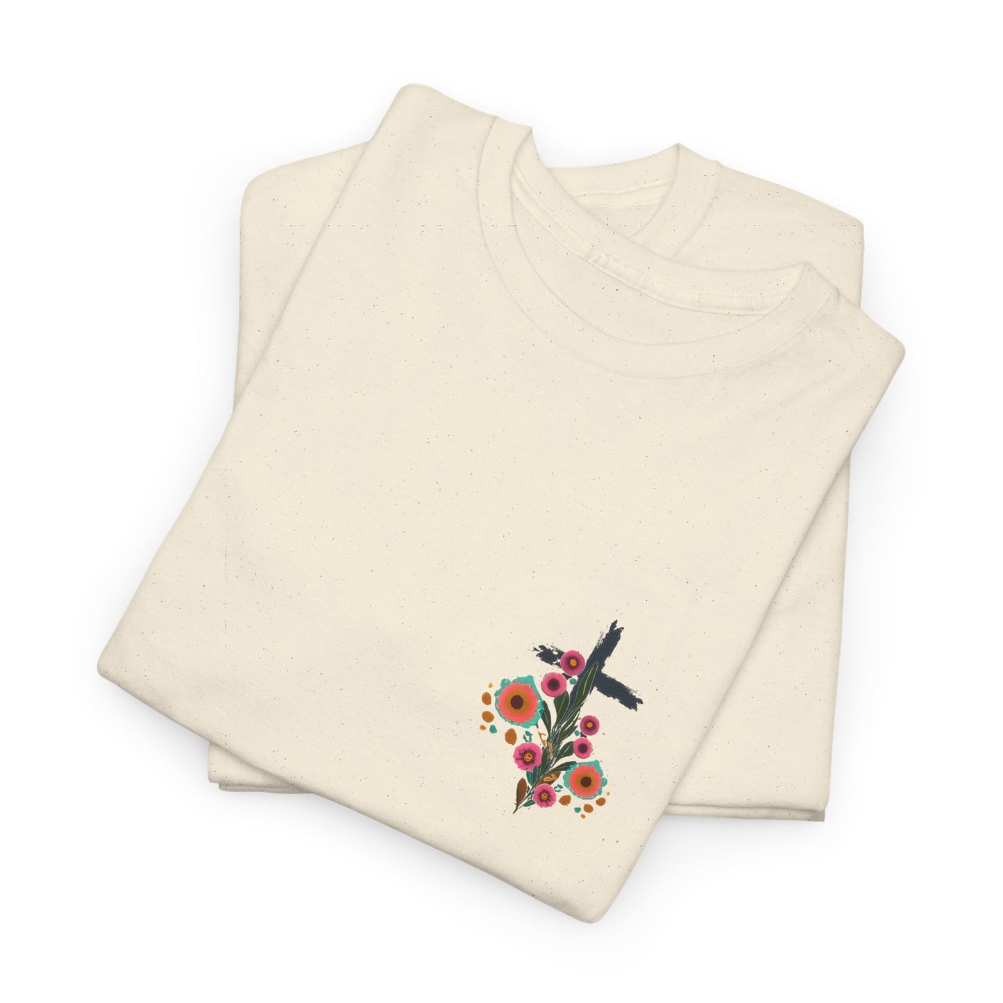 Inspirational Floral Unisex Heavy Cotton Tee - "It Is Finished"