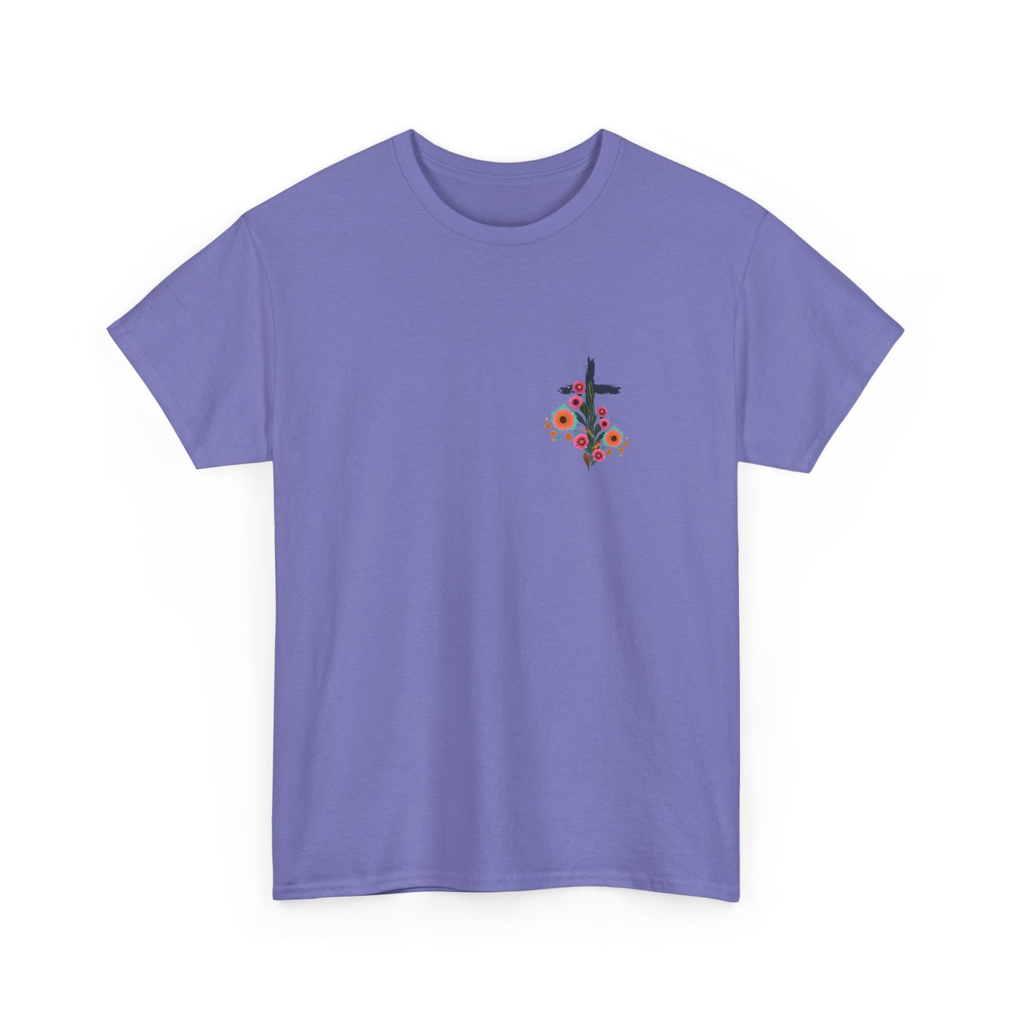 Inspirational Floral Unisex Heavy Cotton Tee - "It Is Finished"