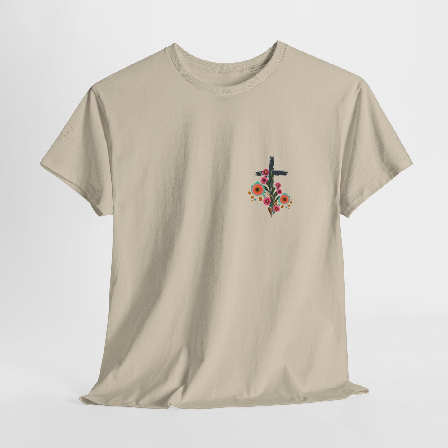 Inspirational Floral Unisex Heavy Cotton Tee - "It Is Finished"