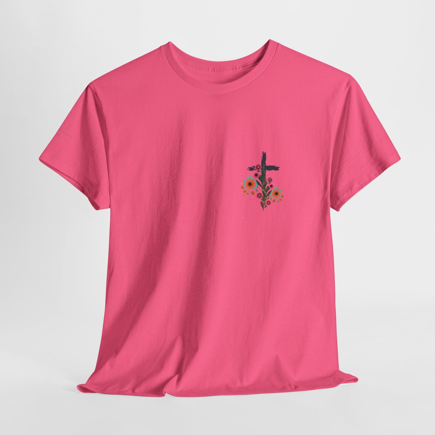 Inspirational Floral Unisex Heavy Cotton Tee - "It Is Finished"
