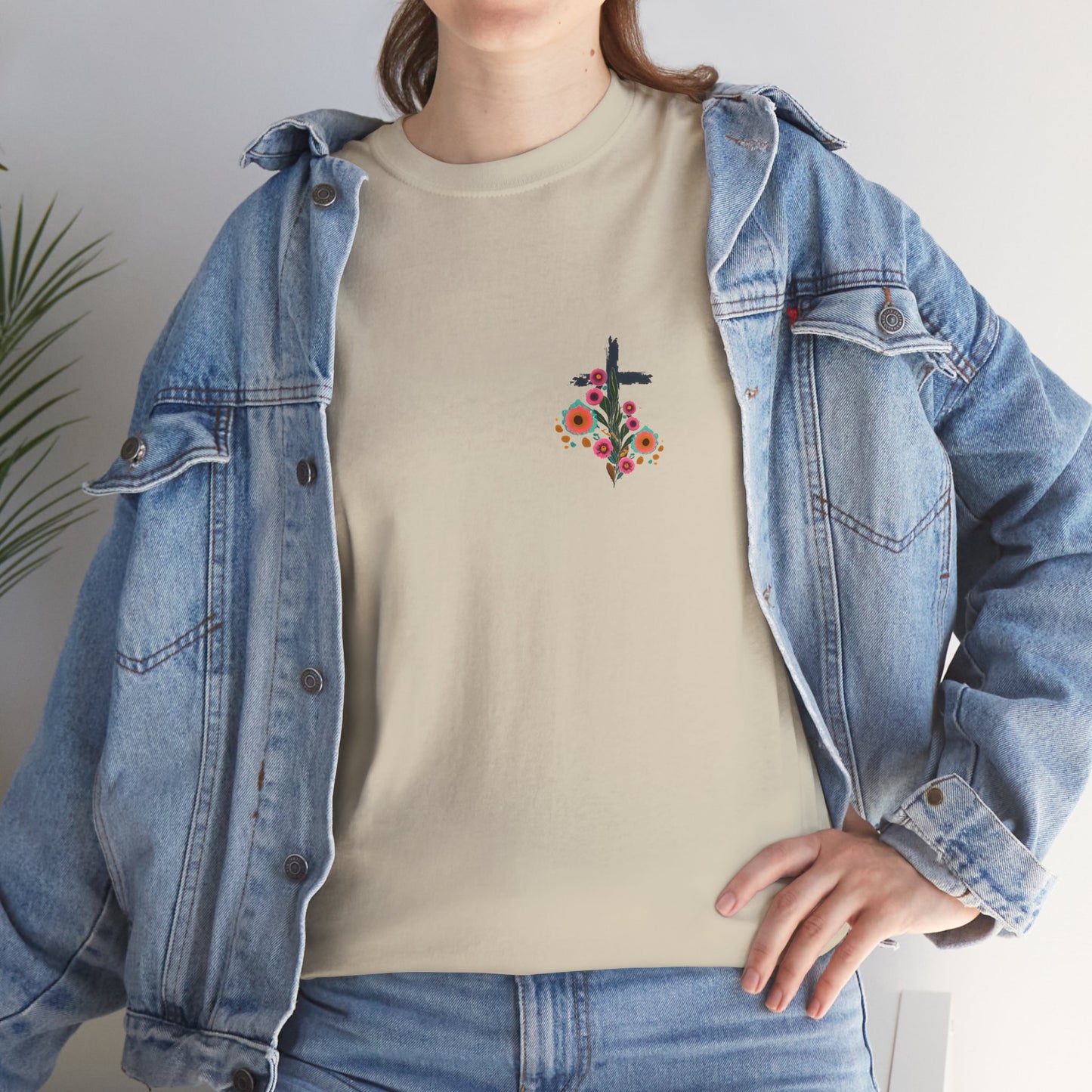Inspirational Floral Unisex Heavy Cotton Tee - "It Is Finished"