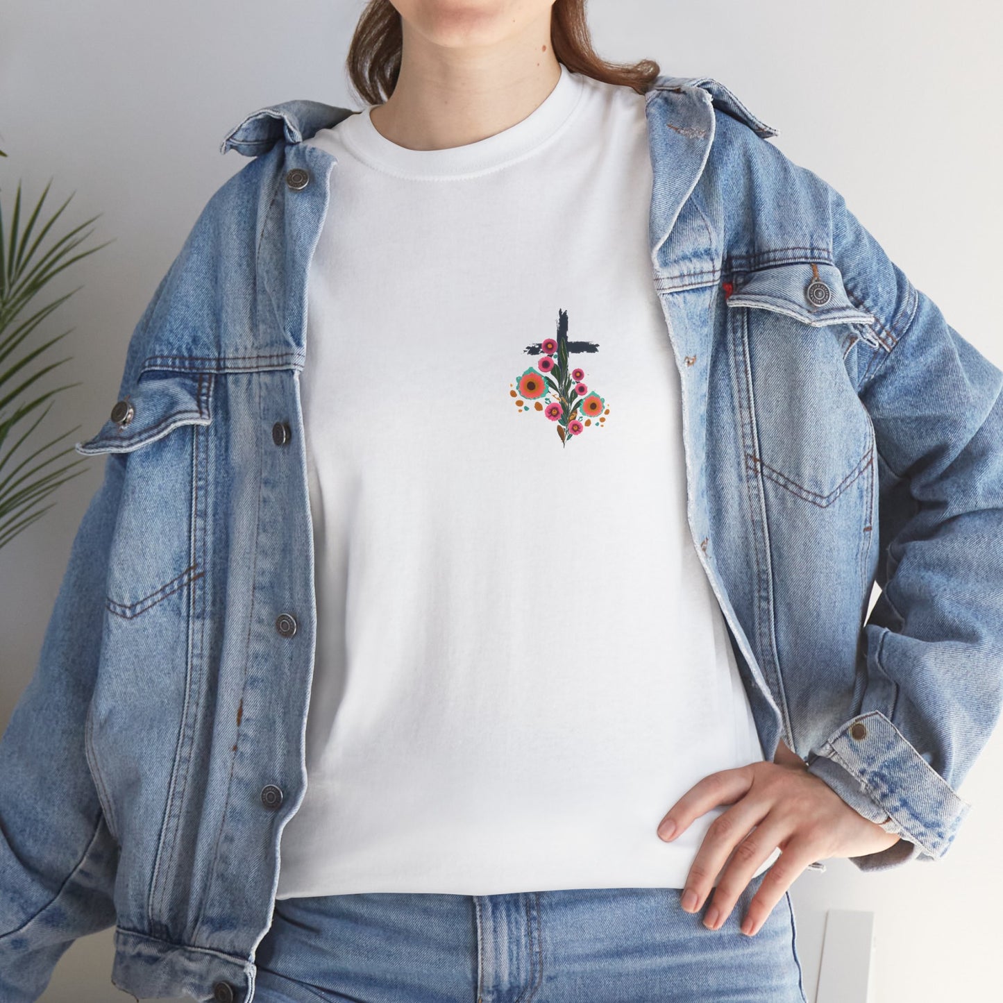 Inspirational Floral Unisex Heavy Cotton Tee - "It Is Finished"
