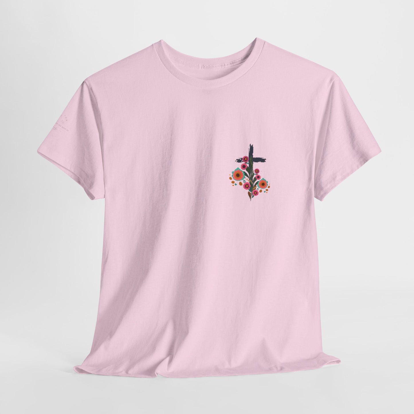 Inspirational Floral Unisex Heavy Cotton Tee - "It Is Finished"