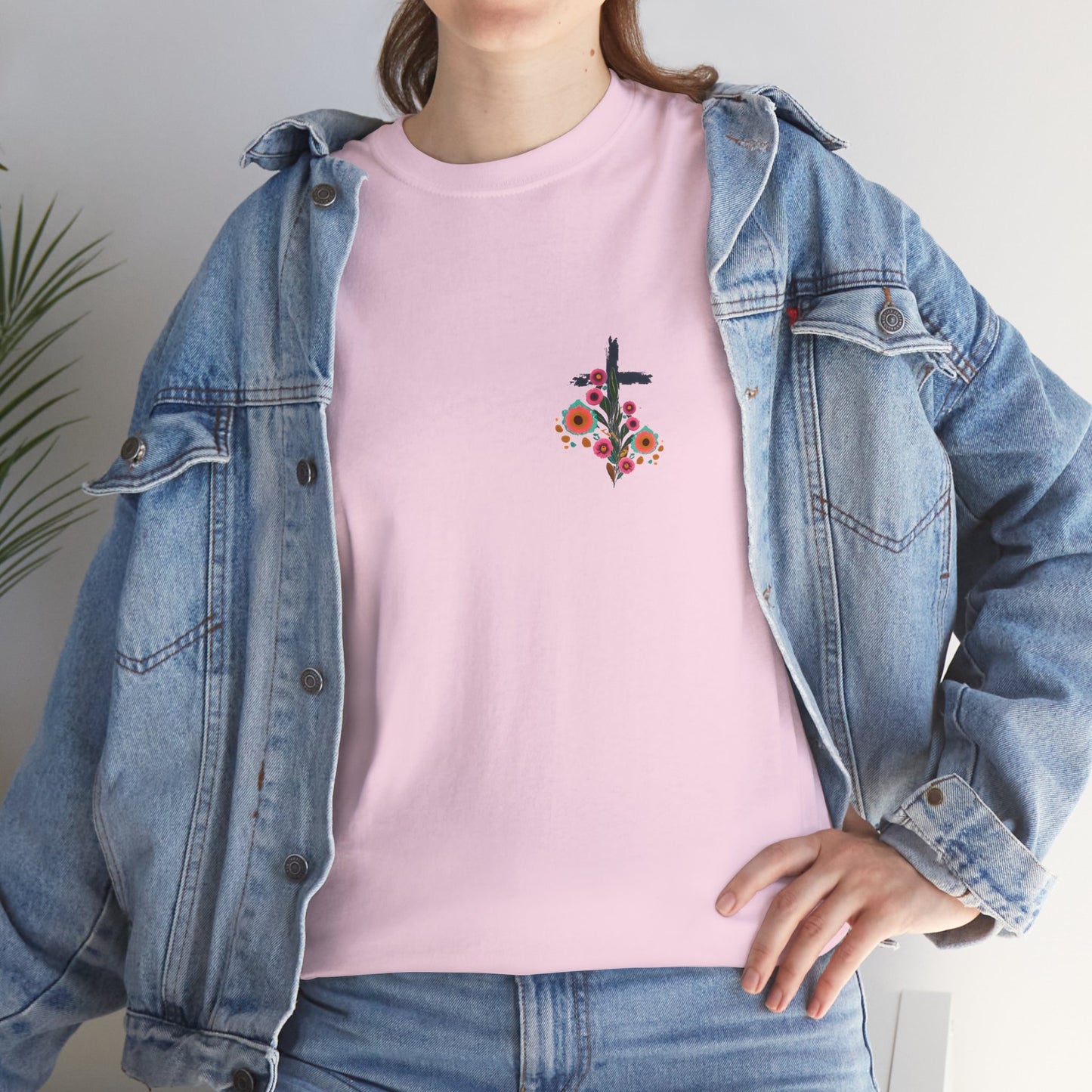 Inspirational Floral Unisex Heavy Cotton Tee - "It Is Finished"