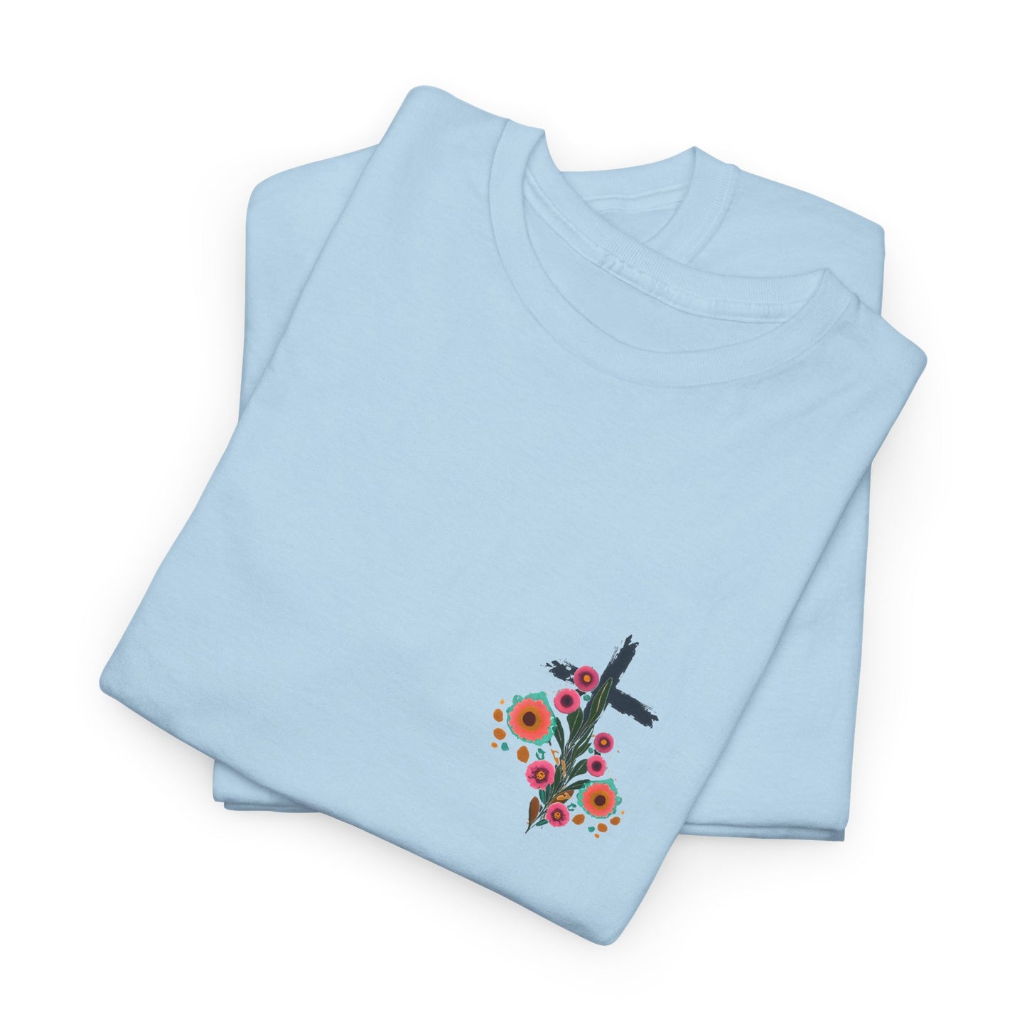 Inspirational Floral Unisex Heavy Cotton Tee - "It Is Finished"