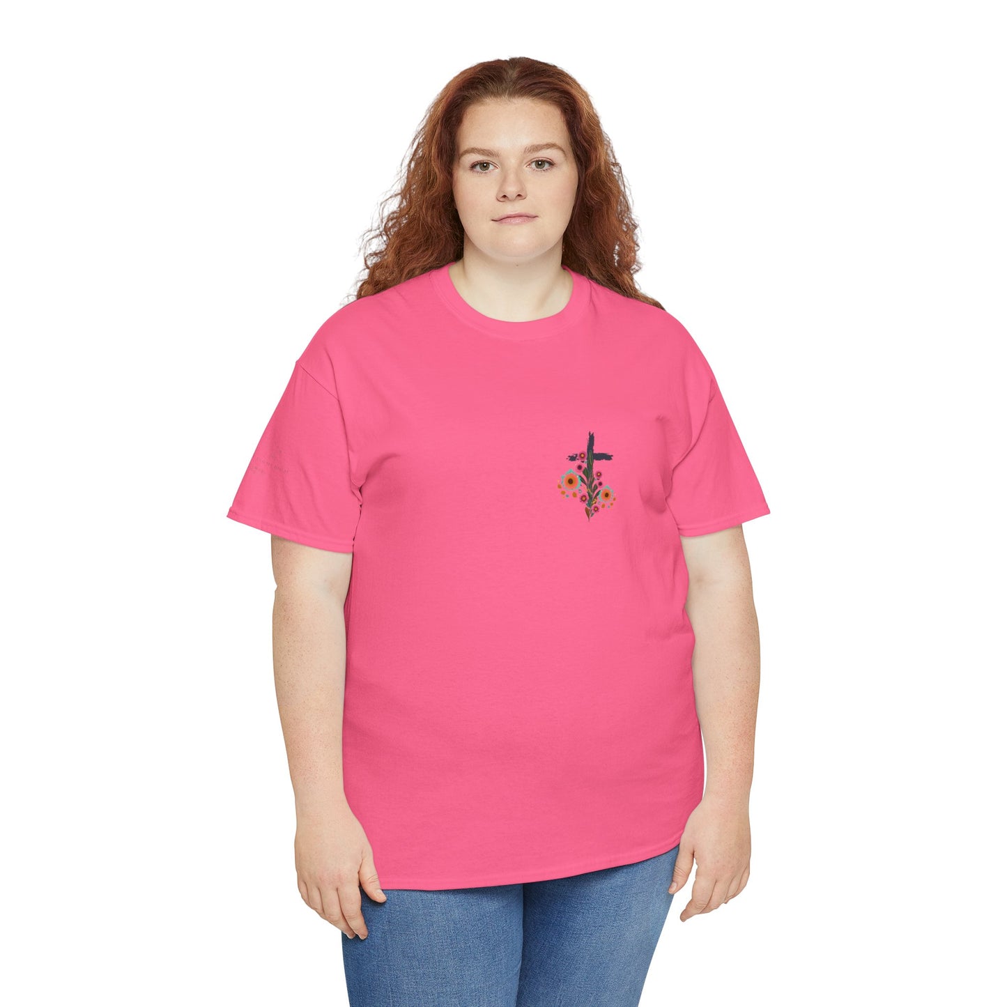 Inspirational Floral Unisex Heavy Cotton Tee - "It Is Finished"