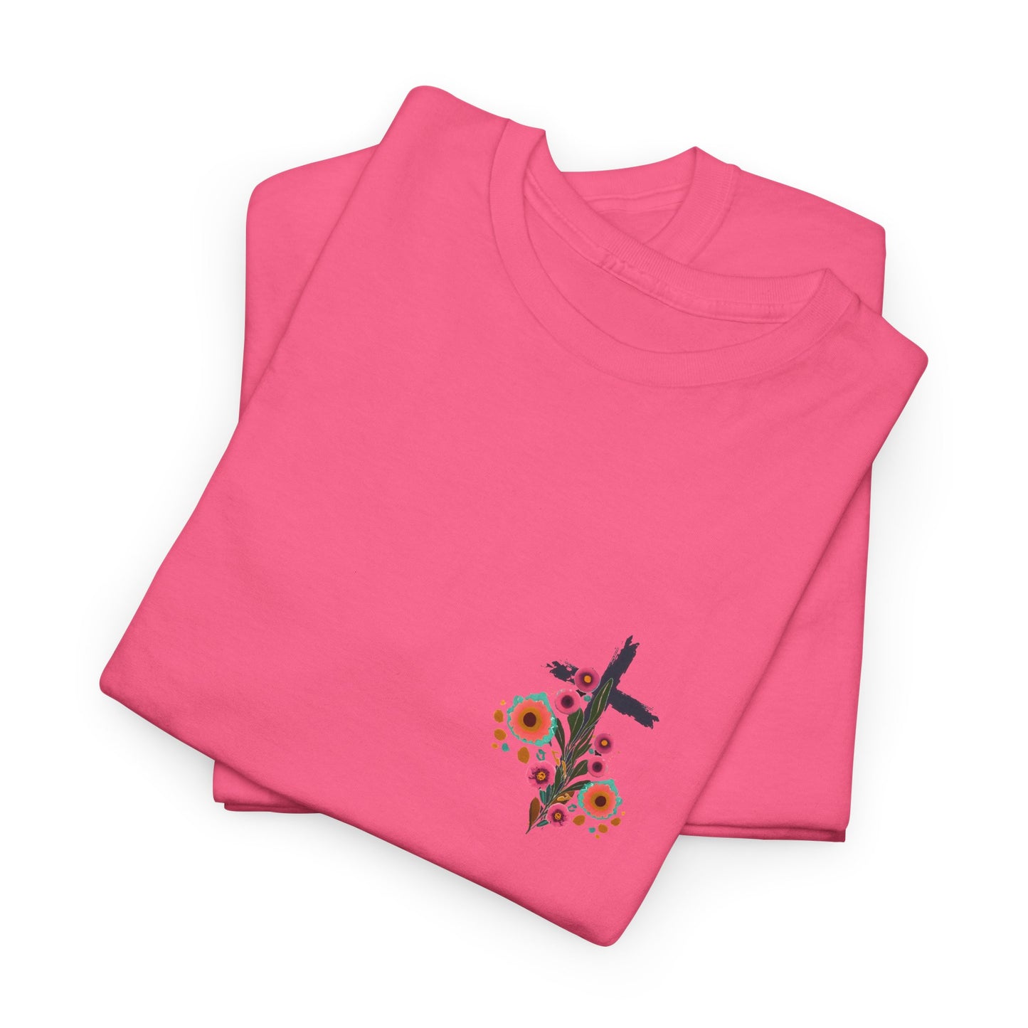 Inspirational Floral Unisex Heavy Cotton Tee - "It Is Finished"