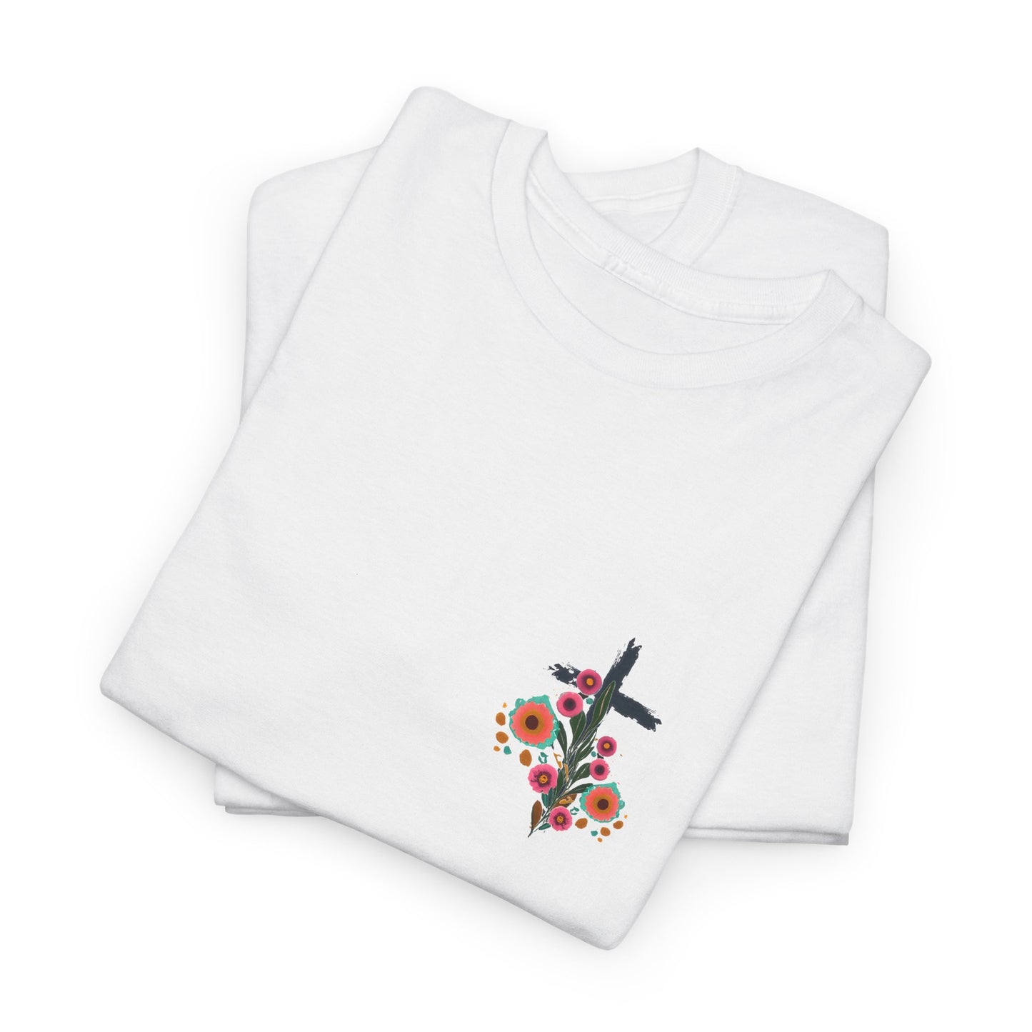 Inspirational Floral Unisex Heavy Cotton Tee - "It Is Finished"