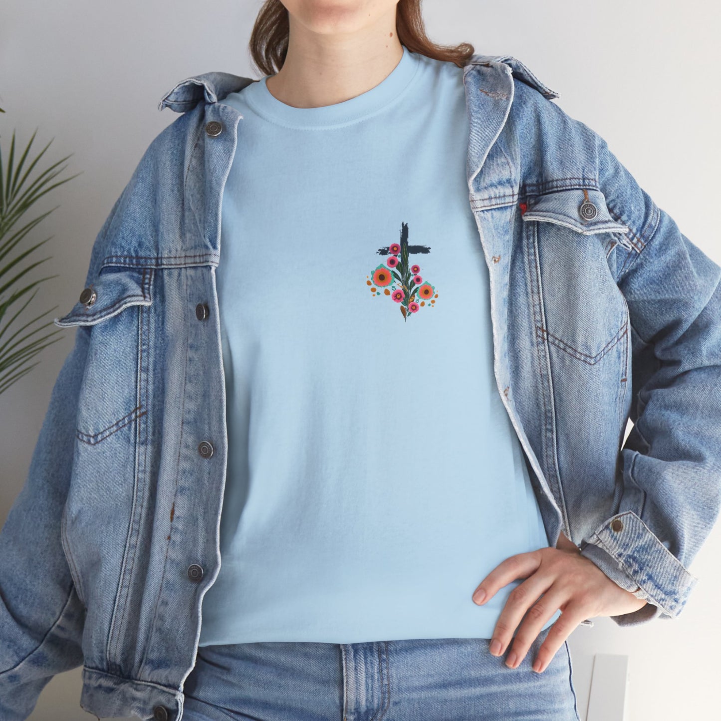 Inspirational Floral Unisex Heavy Cotton Tee - "It Is Finished"