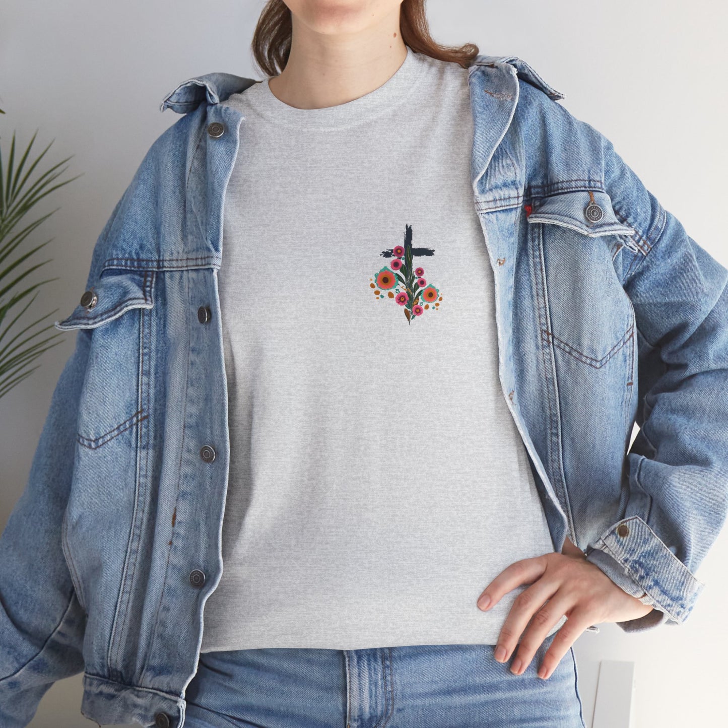 Inspirational Floral Unisex Heavy Cotton Tee - "It Is Finished"