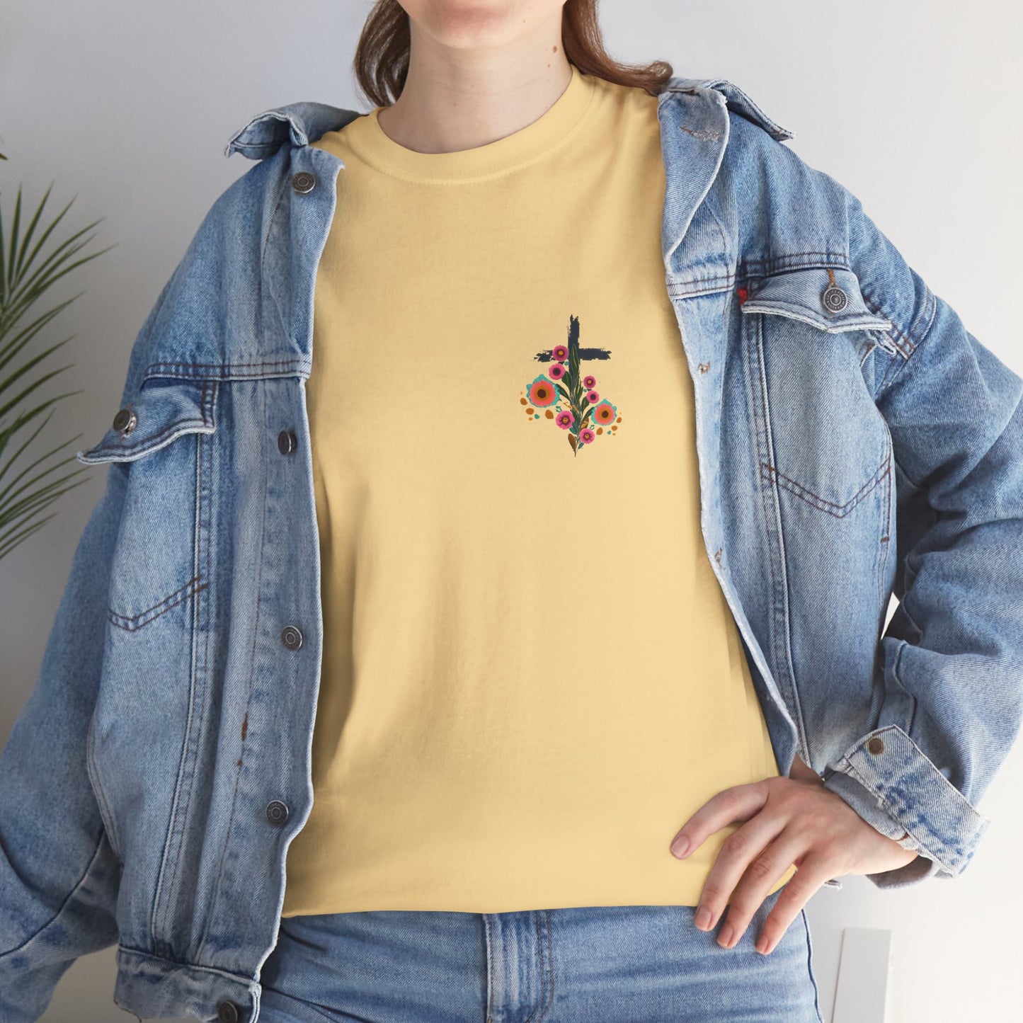 Inspirational Floral Unisex Heavy Cotton Tee - "It Is Finished"
