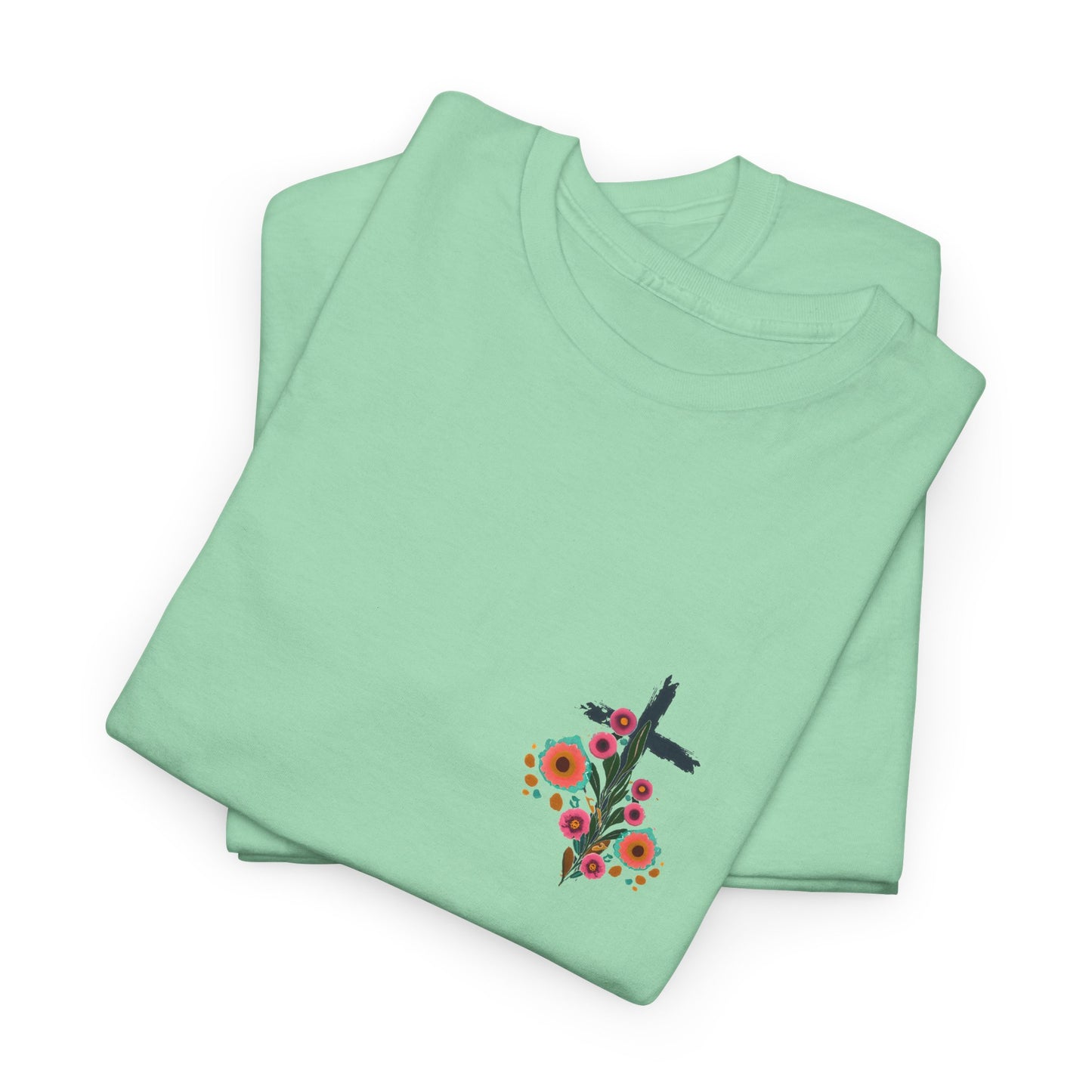 Inspirational Floral Unisex Heavy Cotton Tee - "It Is Finished"