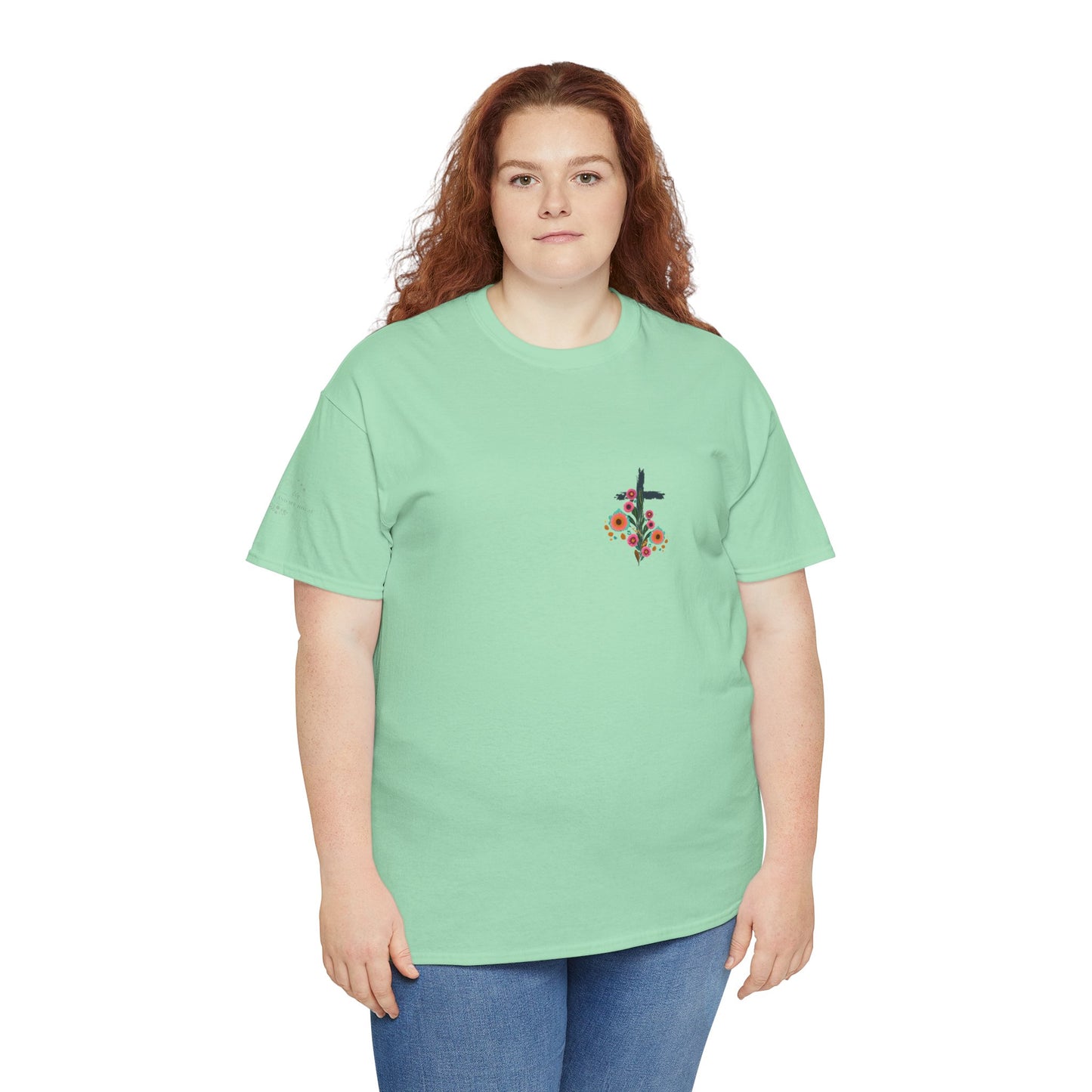 Inspirational Floral Unisex Heavy Cotton Tee - "It Is Finished"