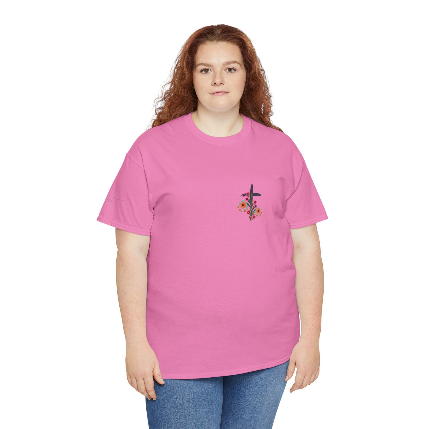 Inspirational Floral Unisex Heavy Cotton Tee - "It Is Finished"