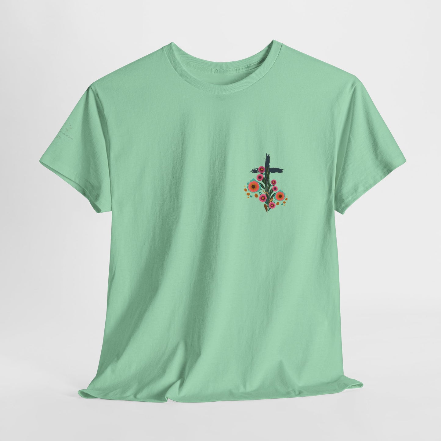 Inspirational Floral Unisex Heavy Cotton Tee - "It Is Finished"