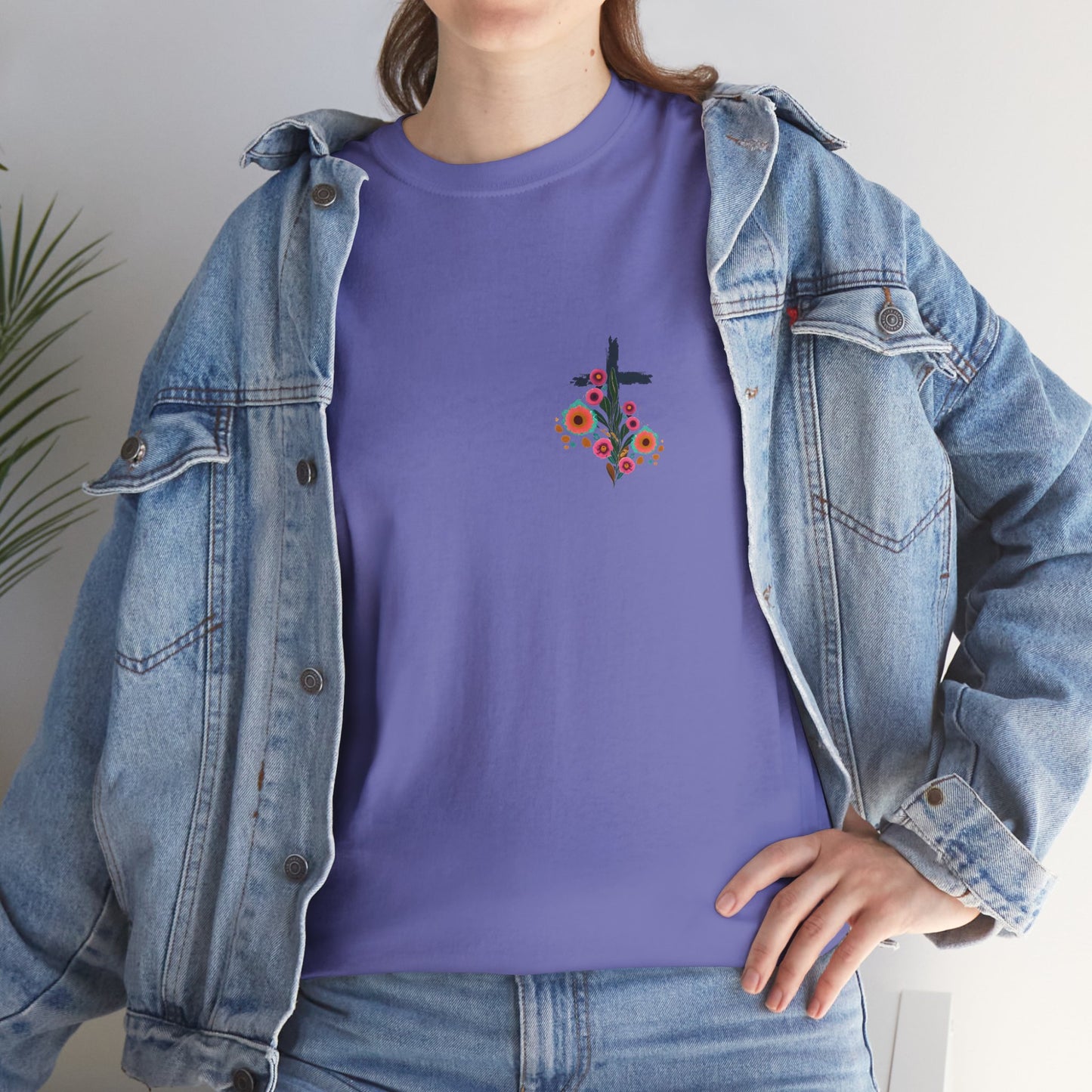 Inspirational Floral Unisex Heavy Cotton Tee - "It Is Finished"