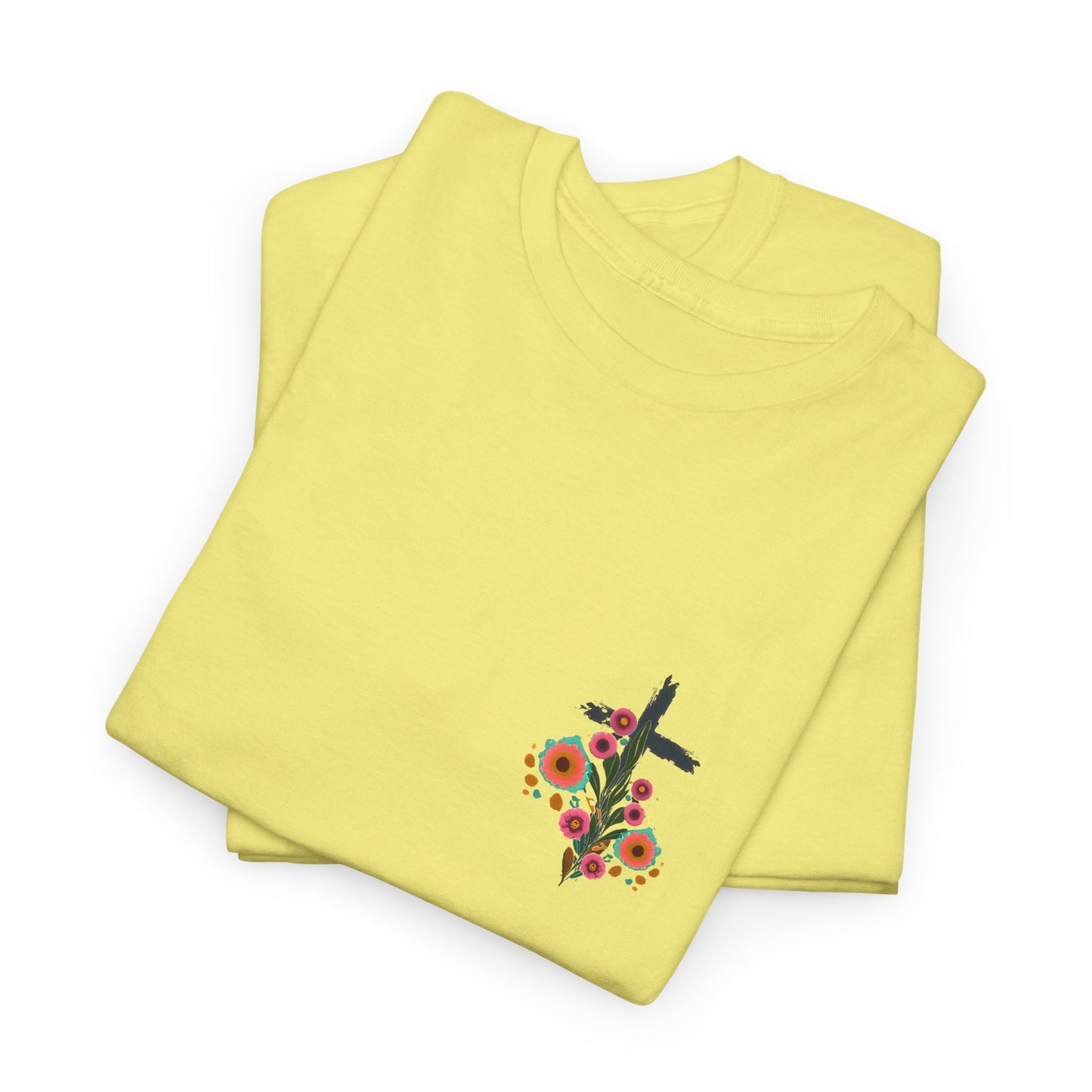 Inspirational Floral Unisex Heavy Cotton Tee - "It Is Finished"
