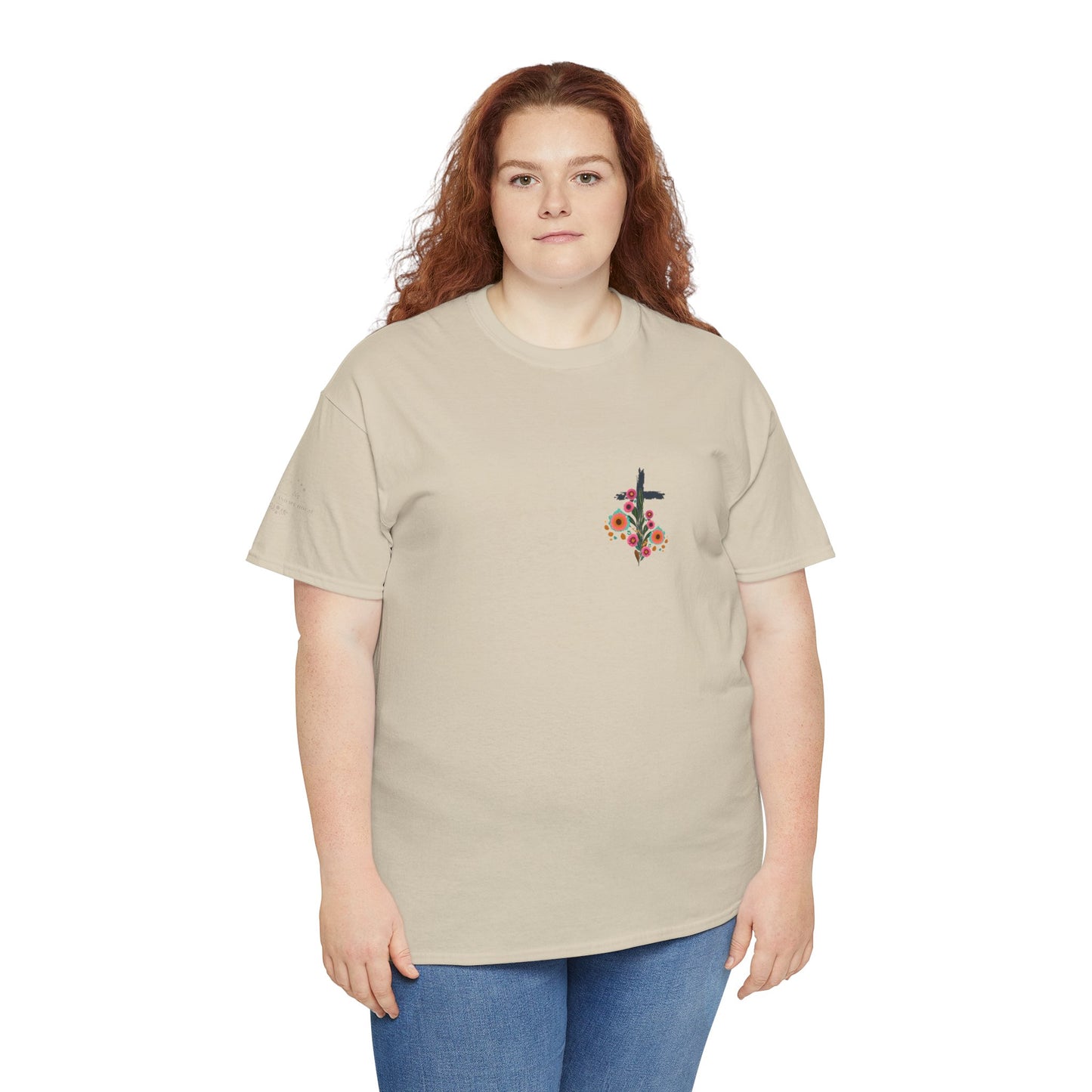 Inspirational Floral Unisex Heavy Cotton Tee - "It Is Finished"