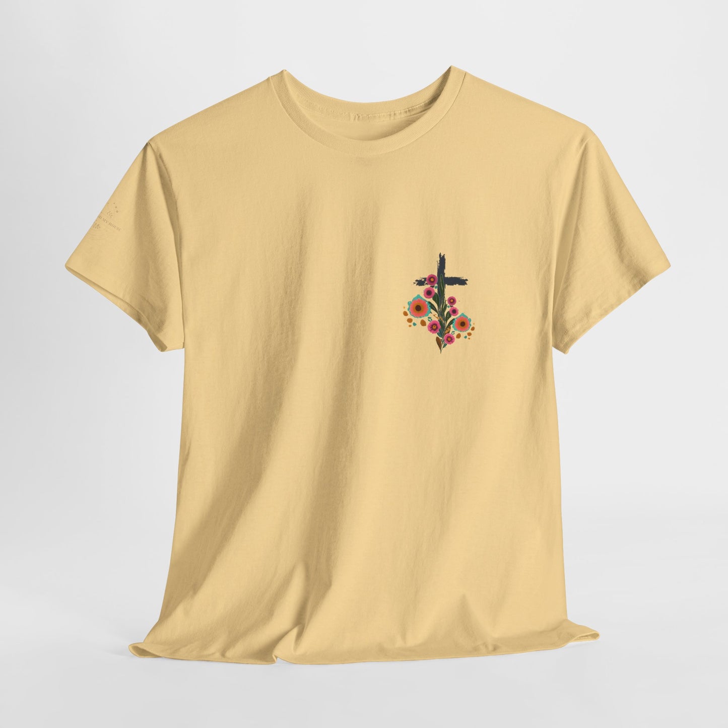 Inspirational Floral Unisex Heavy Cotton Tee - "It Is Finished"