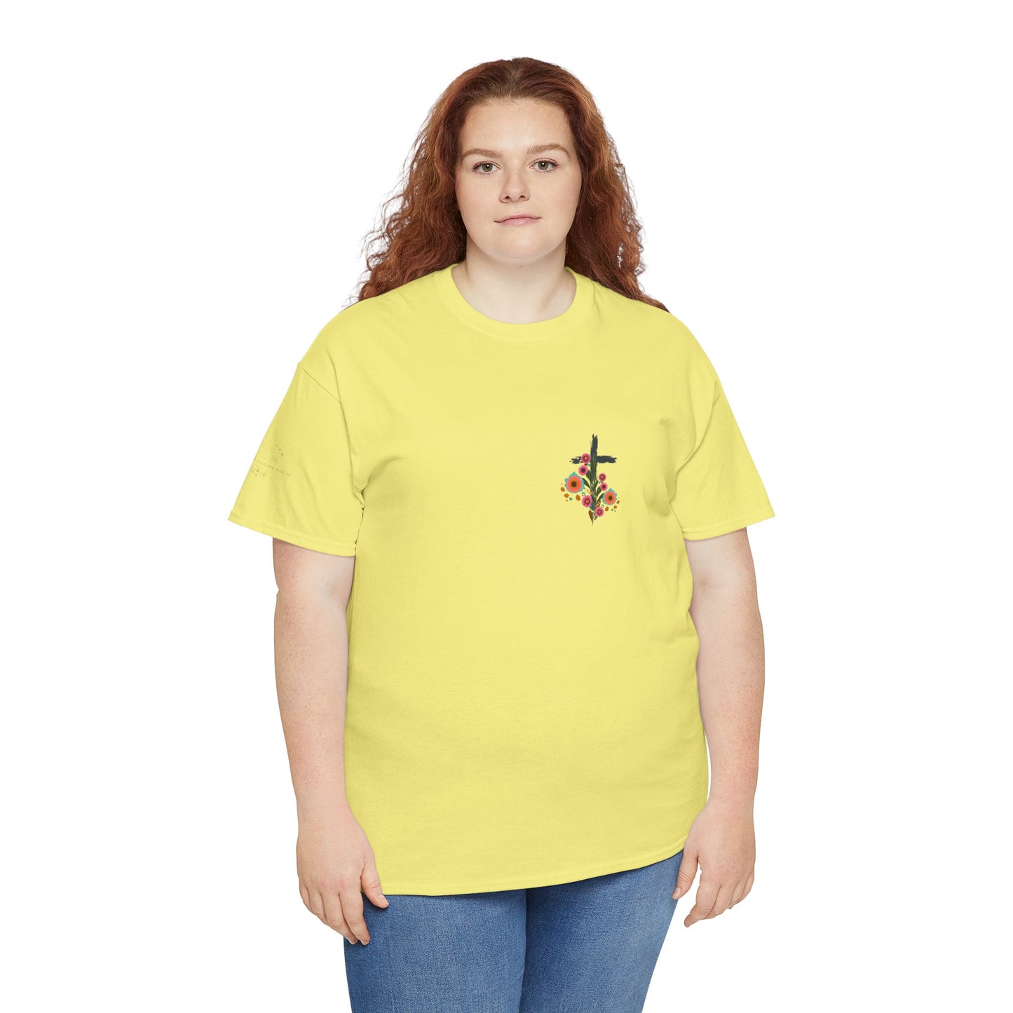Inspirational Floral Unisex Heavy Cotton Tee - "It Is Finished"