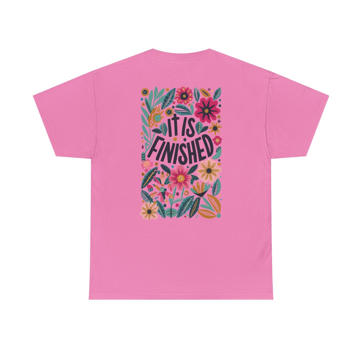 Inspirational Floral Unisex Heavy Cotton Tee - "It Is Finished"