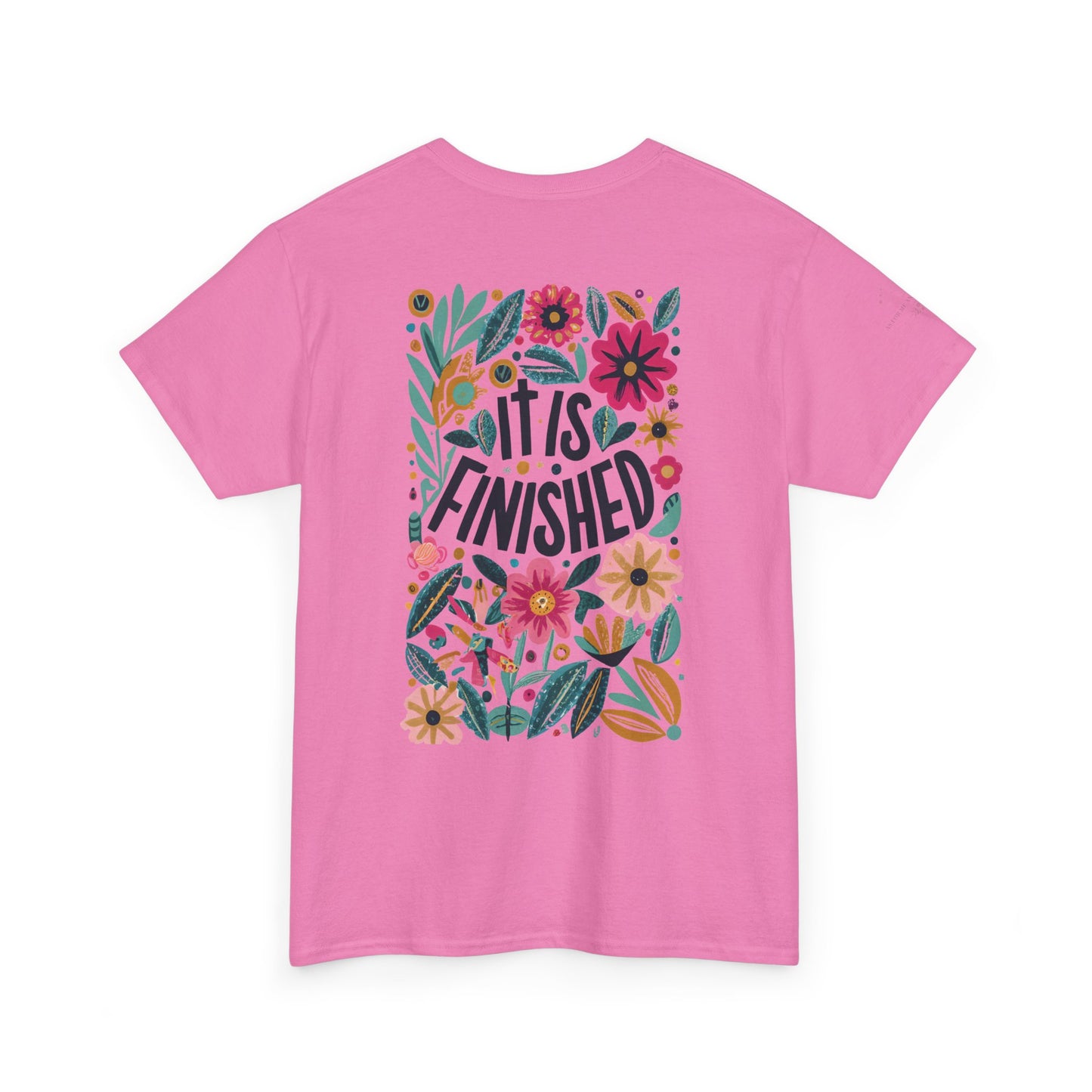 Inspirational Floral Unisex Heavy Cotton Tee - "It Is Finished"