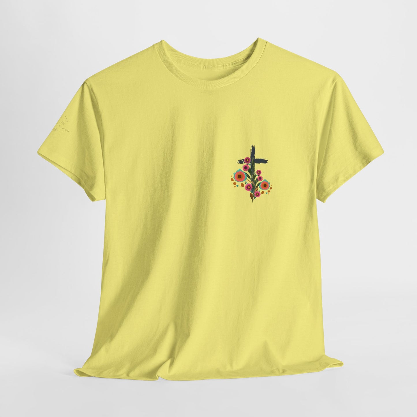 Inspirational Floral Unisex Heavy Cotton Tee - "It Is Finished"