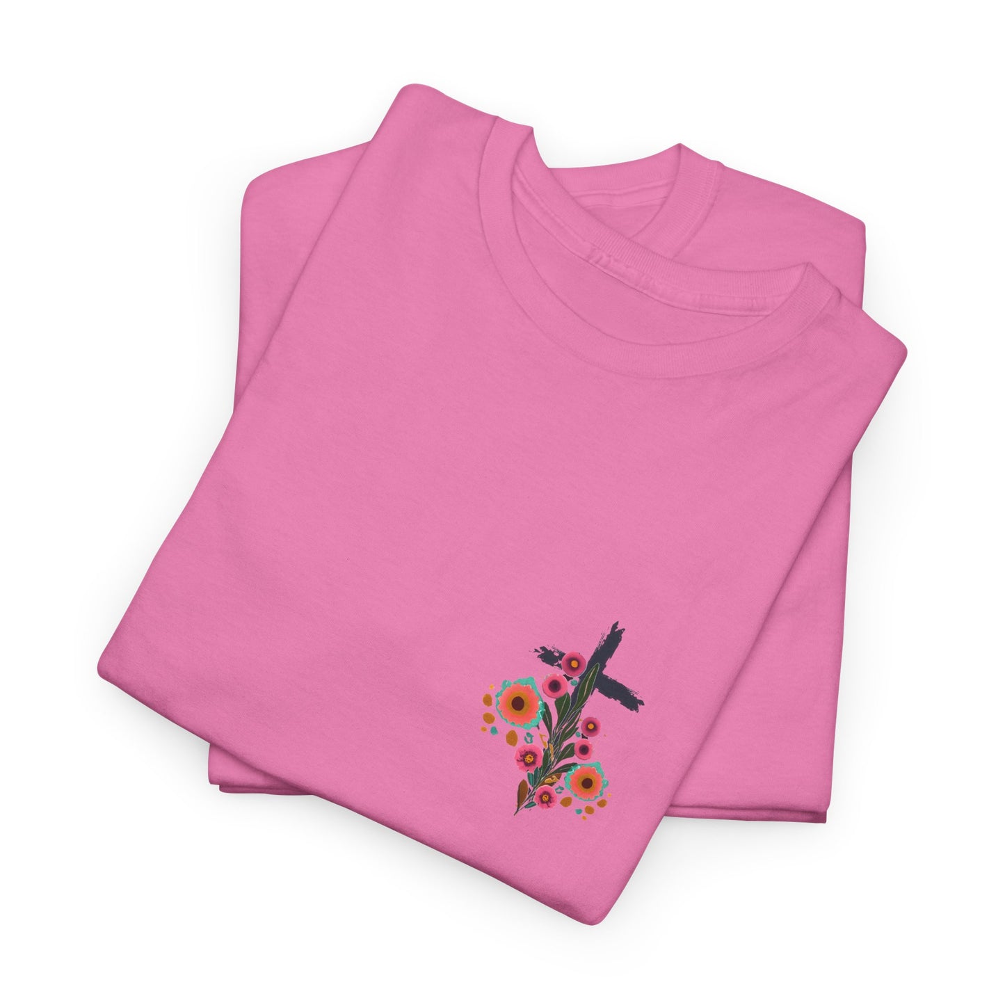 Inspirational Floral Unisex Heavy Cotton Tee - "It Is Finished"