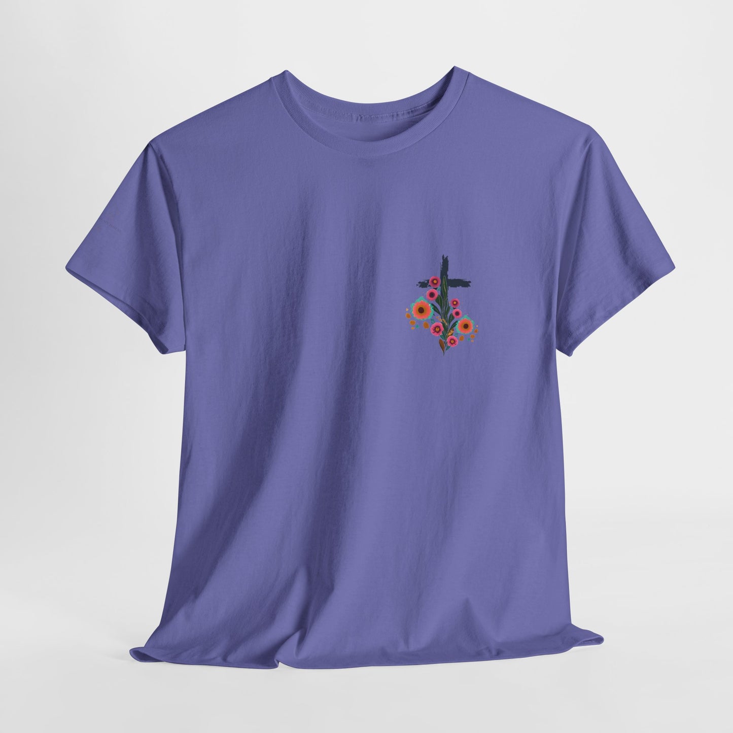 Inspirational Floral Unisex Heavy Cotton Tee - "It Is Finished"