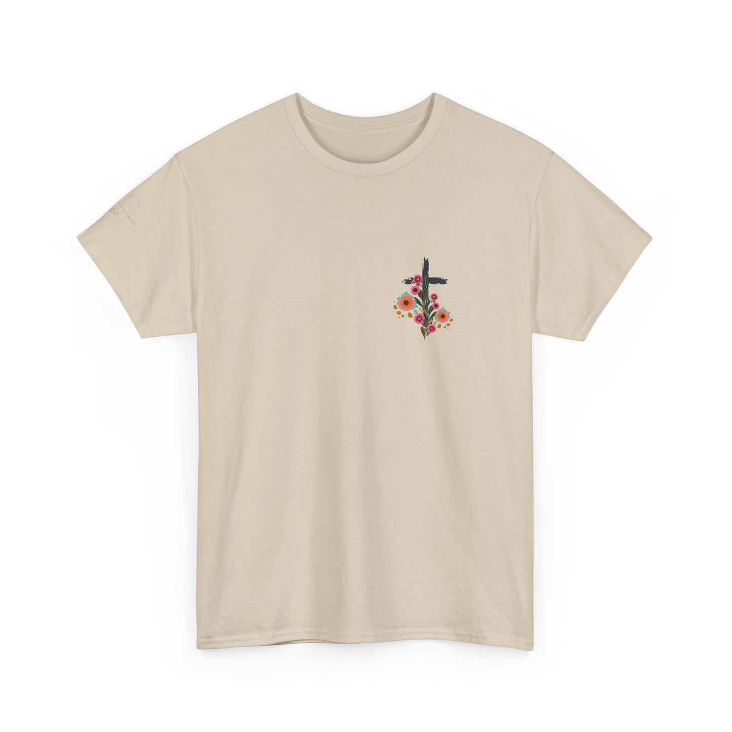 Inspirational Floral Unisex Heavy Cotton Tee - "It Is Finished"