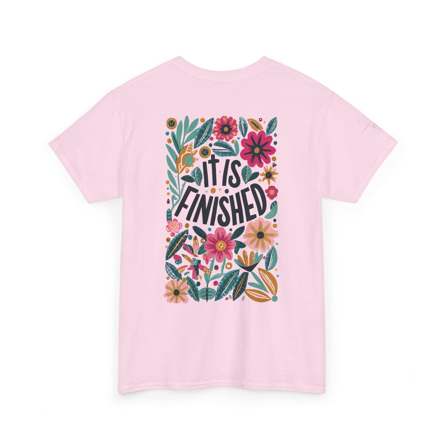 Inspirational Floral Unisex Heavy Cotton Tee - "It Is Finished"