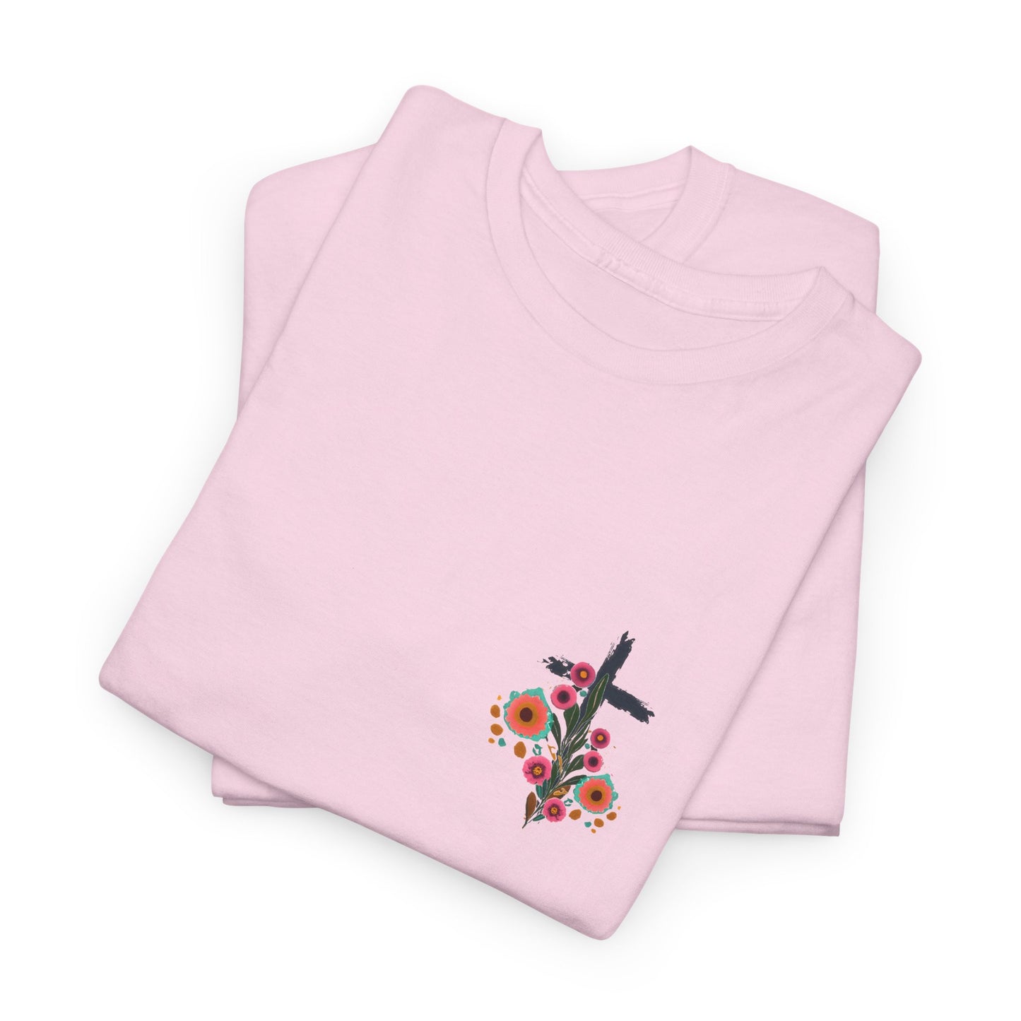 Inspirational Floral Unisex Heavy Cotton Tee - "It Is Finished"