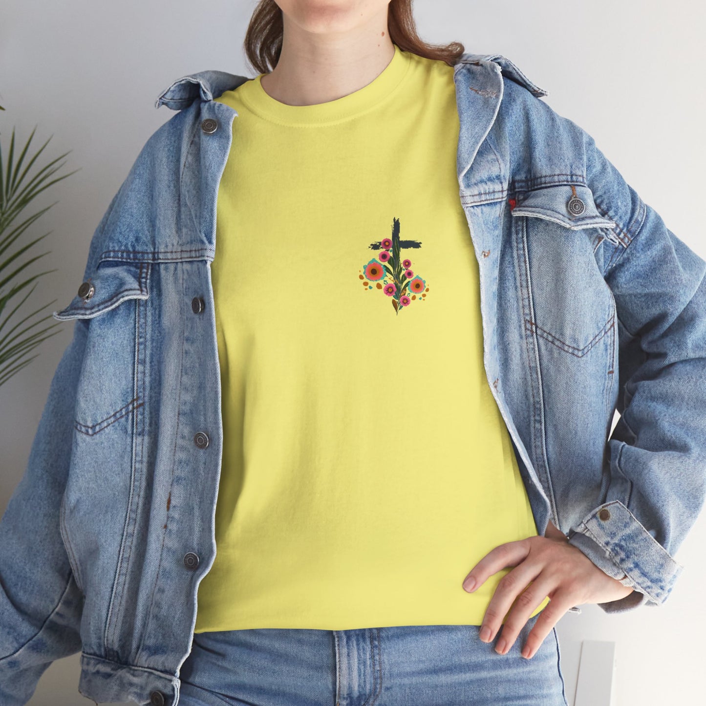 Inspirational Floral Unisex Heavy Cotton Tee - "It Is Finished"