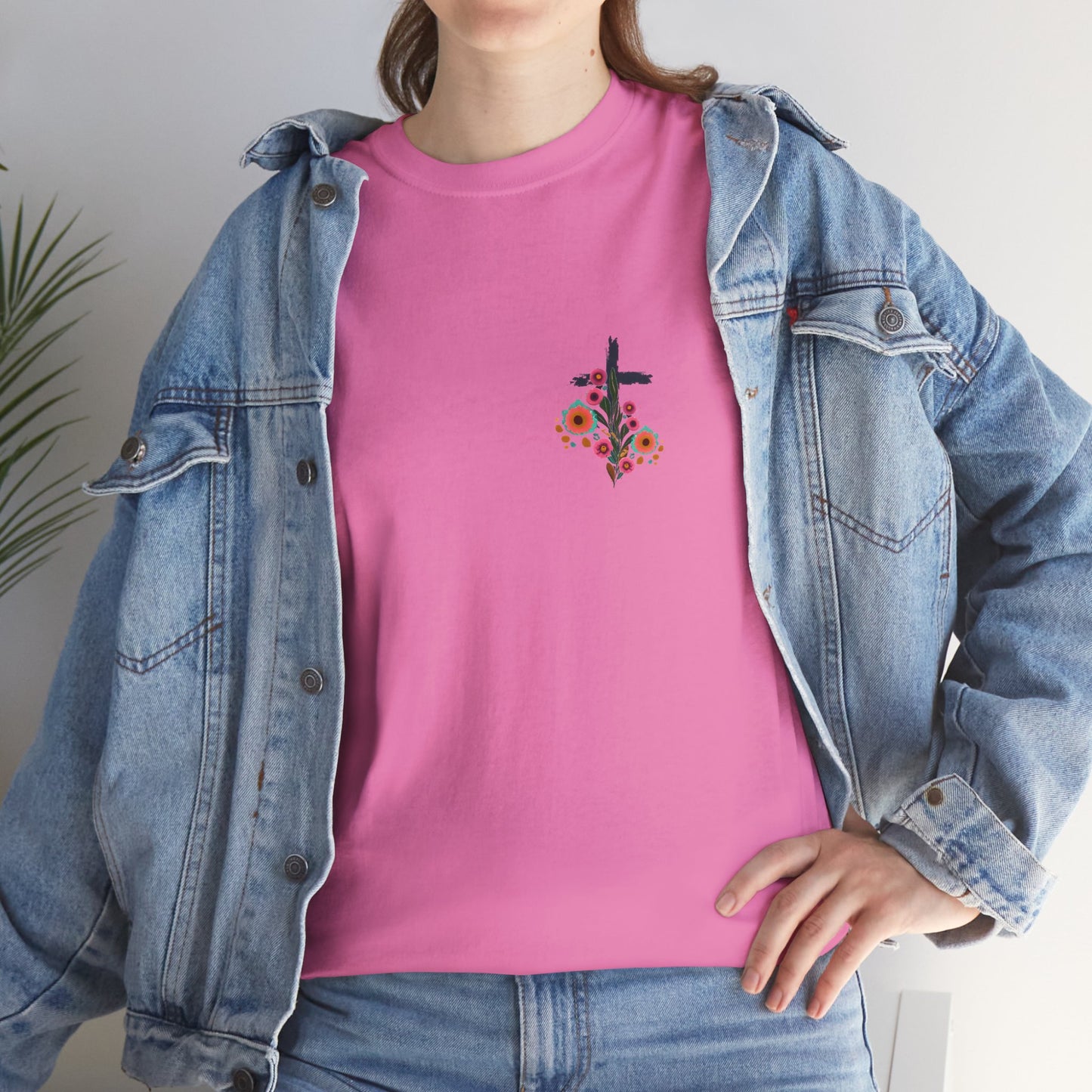 Inspirational Floral Unisex Heavy Cotton Tee - "It Is Finished"