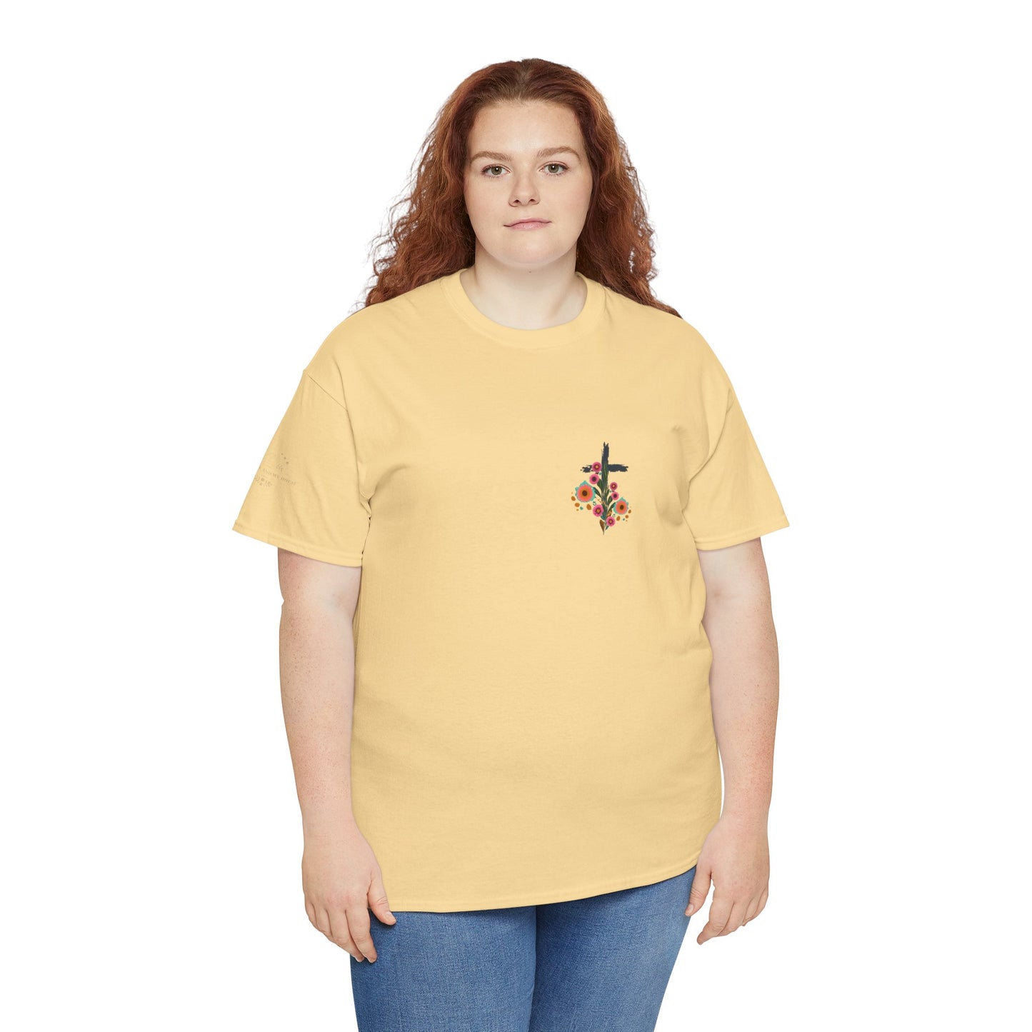Inspirational Floral Unisex Heavy Cotton Tee - "It Is Finished"
