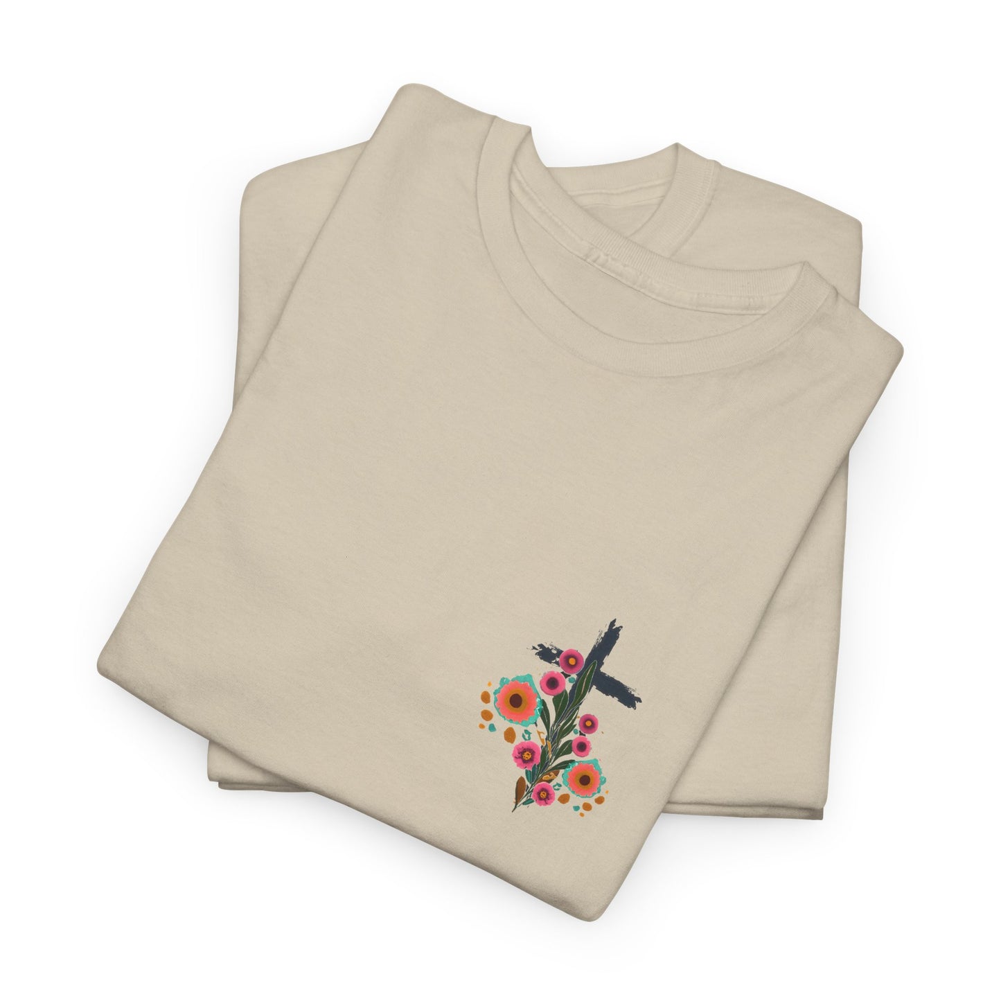 Inspirational Floral Unisex Heavy Cotton Tee - "It Is Finished"
