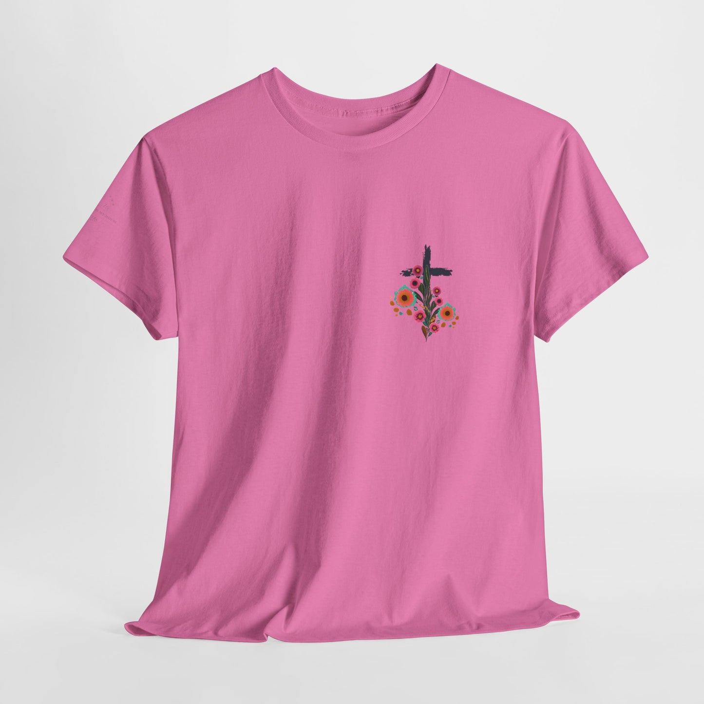 Inspirational Floral Unisex Heavy Cotton Tee - "It Is Finished"