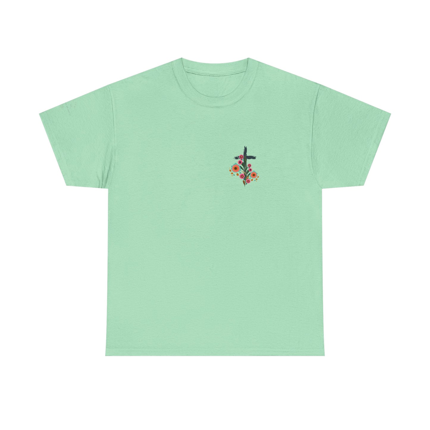 Inspirational Floral Unisex Heavy Cotton Tee - "It Is Finished"