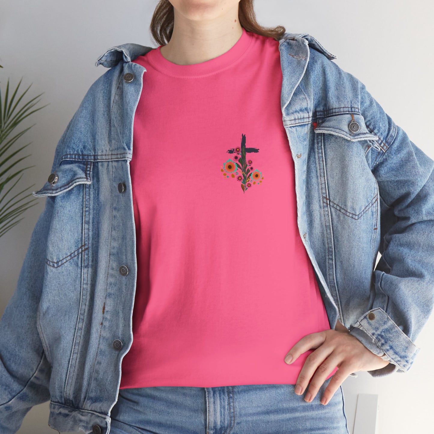 Inspirational Floral Unisex Heavy Cotton Tee - "It Is Finished"