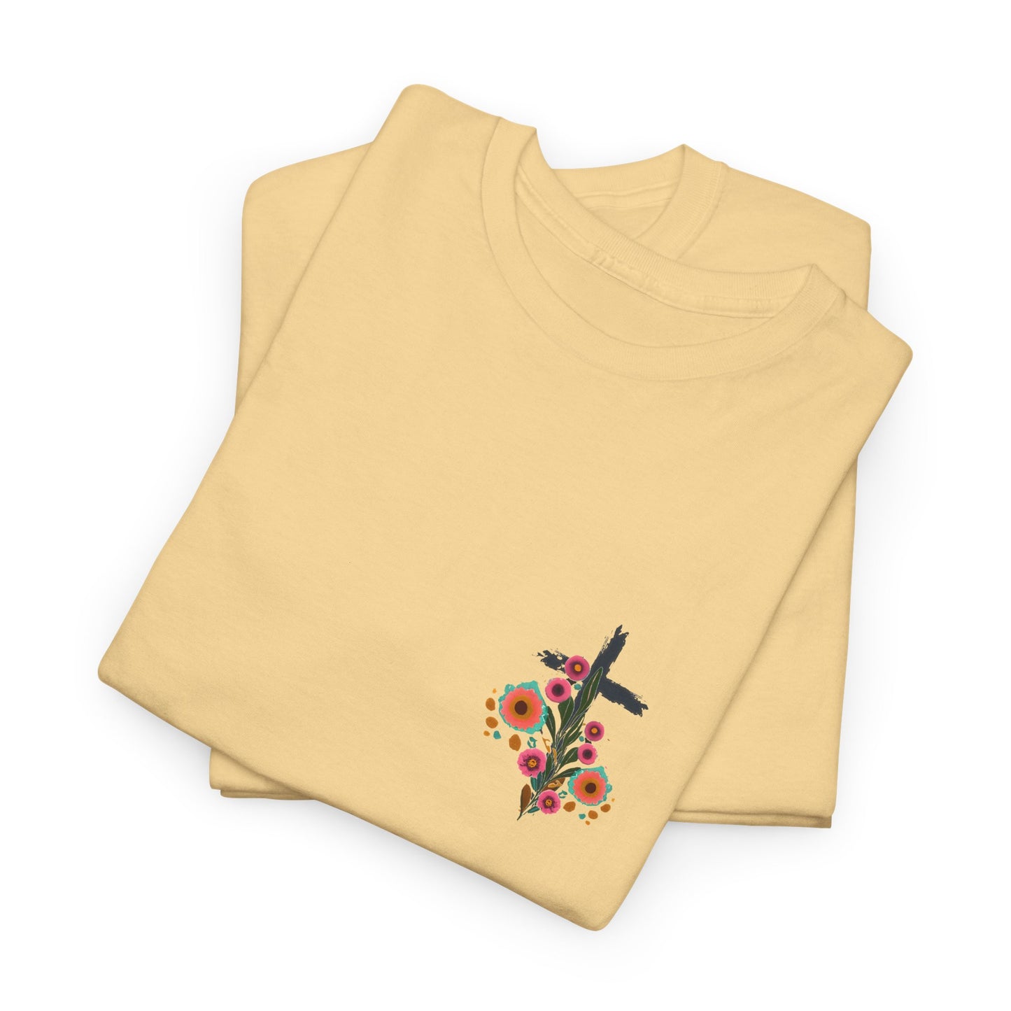 Inspirational Floral Unisex Heavy Cotton Tee - "It Is Finished"