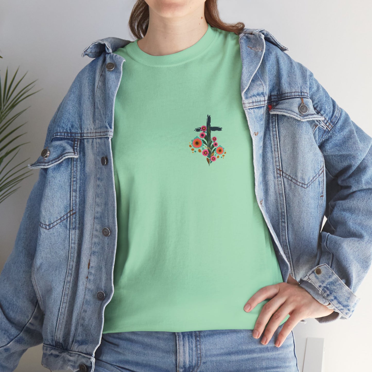 Inspirational Floral Unisex Heavy Cotton Tee - "It Is Finished"