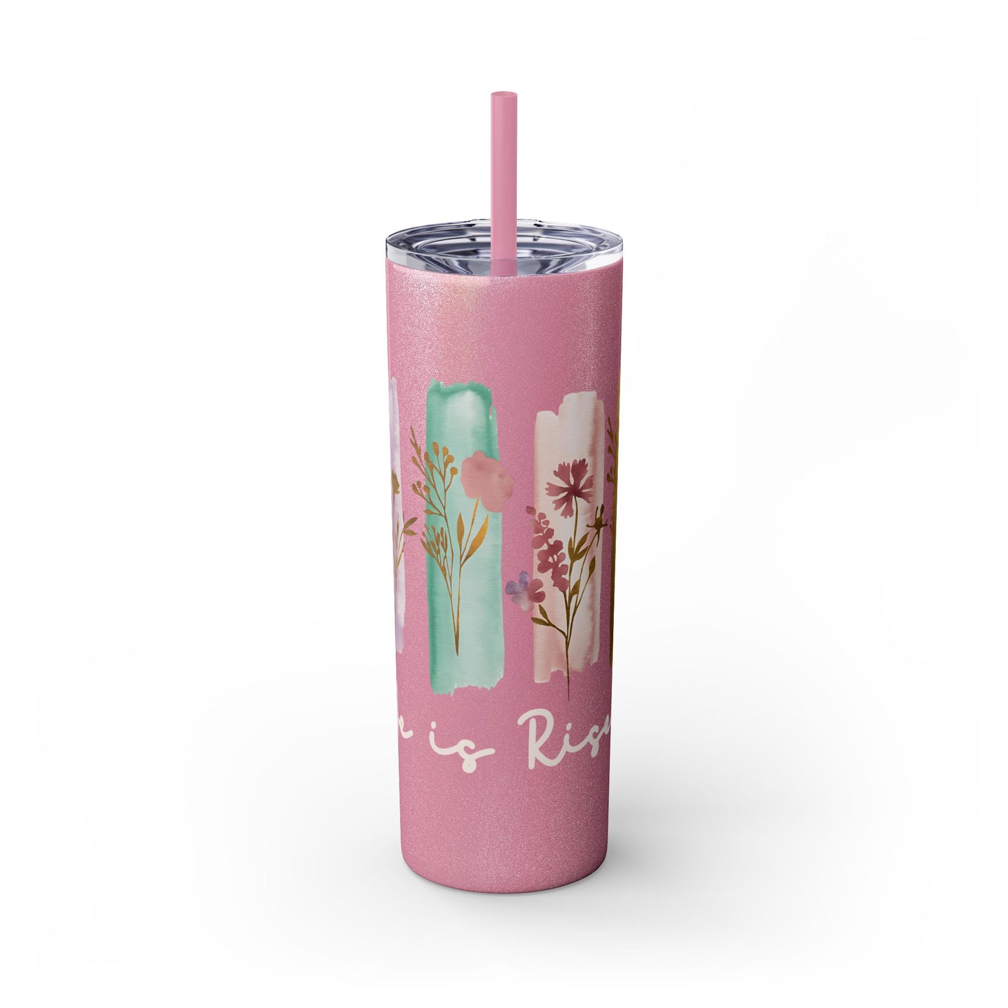 Floral Inspirational Skinny Tumbler with Straw - 20oz - Perfect for Gifts & Daily Use