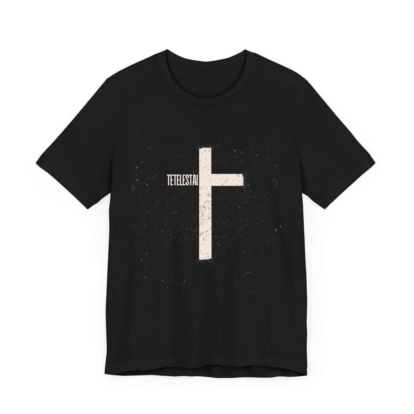 "Tetelestai" Distressed Cross Tee – Faith Worn Boldly