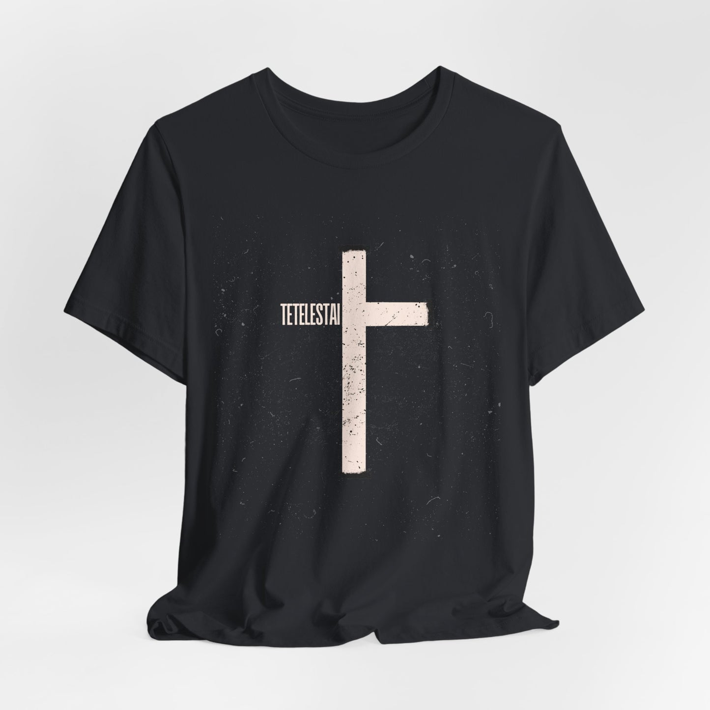 "Tetelestai" Distressed Cross Tee – Faith Worn Boldly