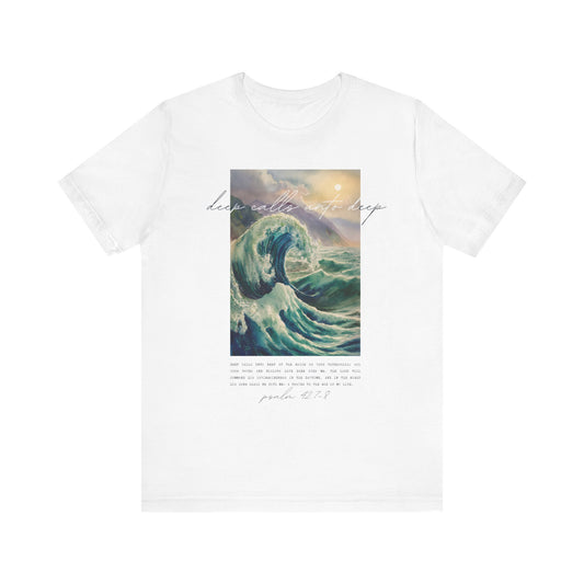 Ocean Wave Inspirational Unisex Jersey Tee - Deep Calls Unto Deep