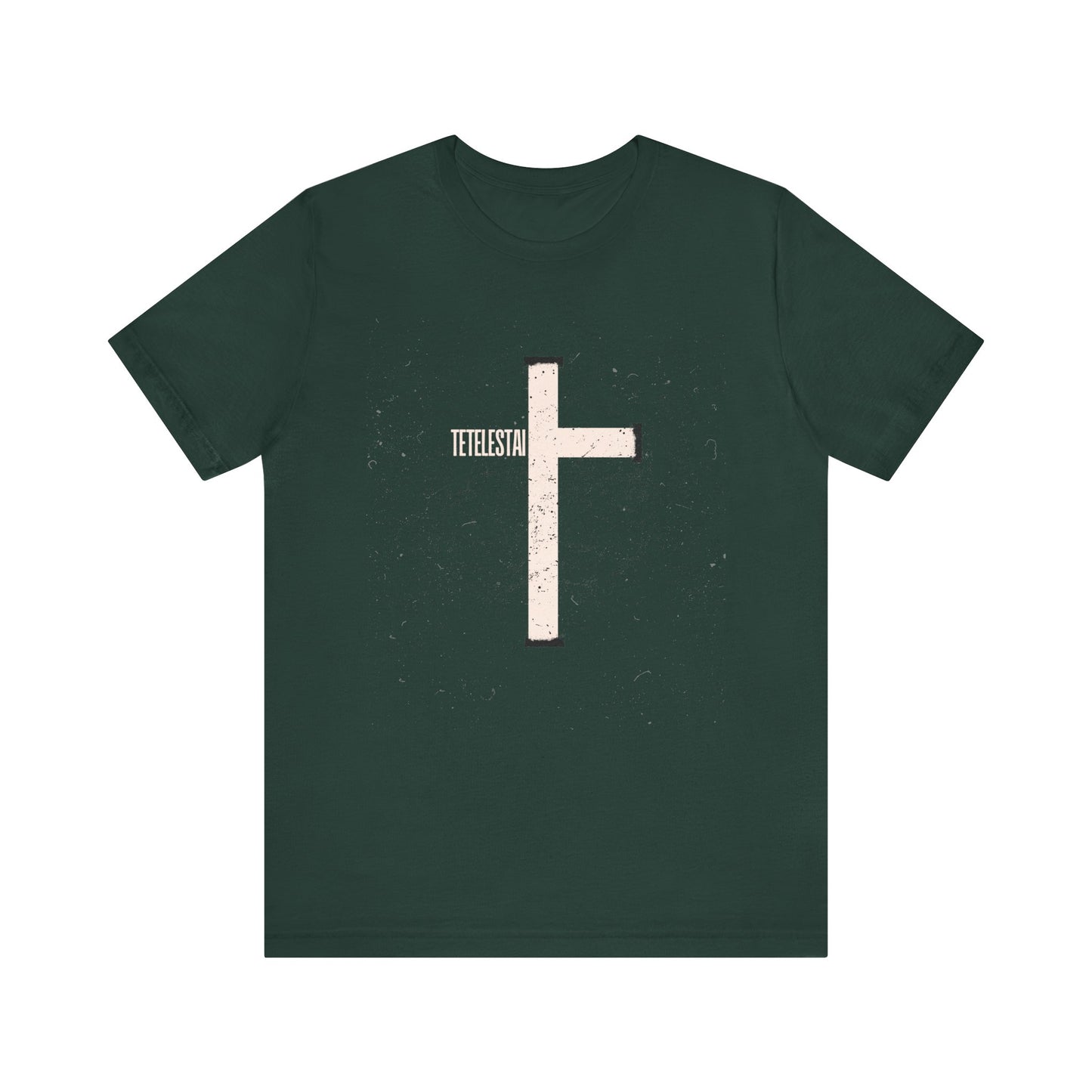 "Tetelestai" Distressed Cross Tee – Faith Worn Boldly