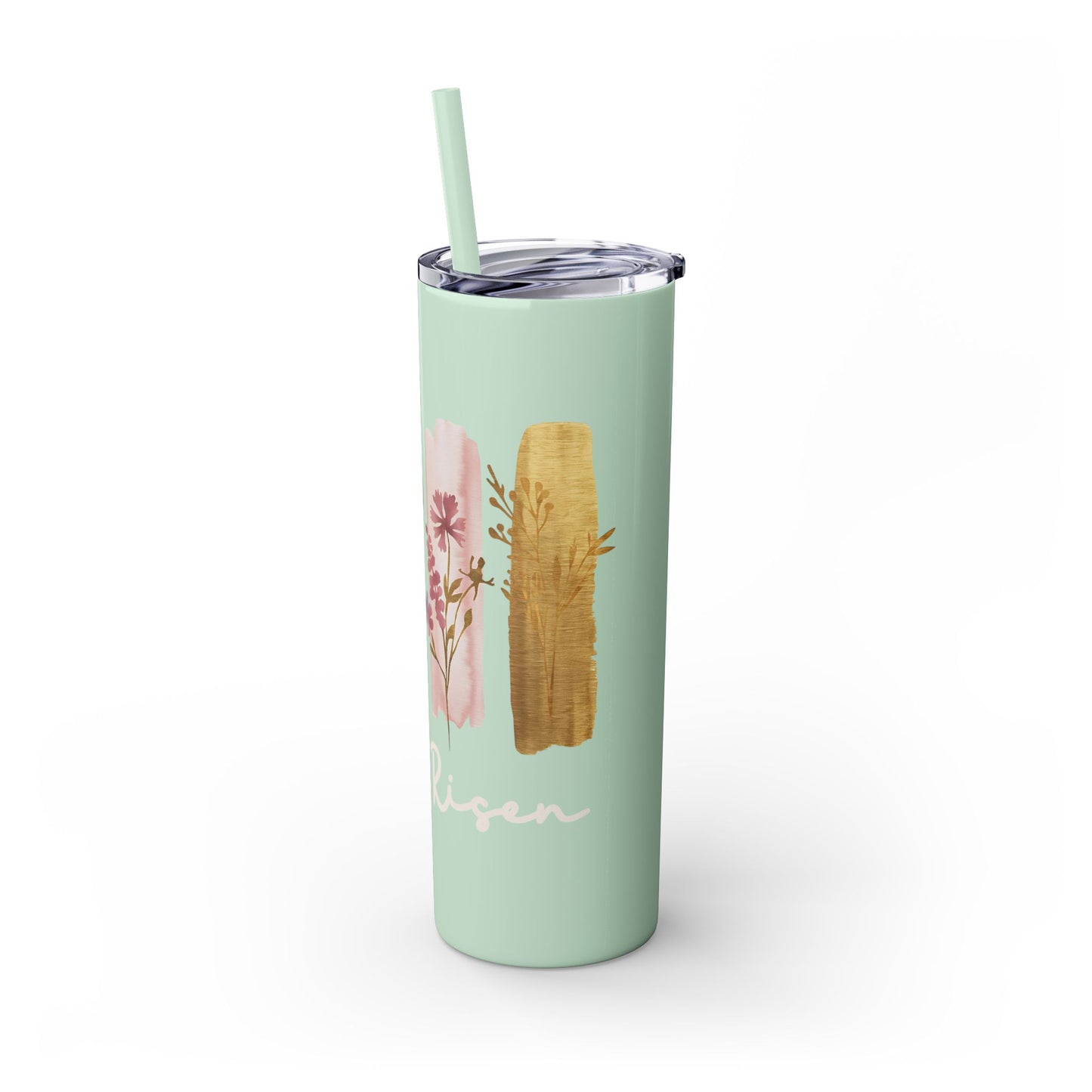 Floral Inspirational Skinny Tumbler with Straw - 20oz - Perfect for Gifts & Daily Use
