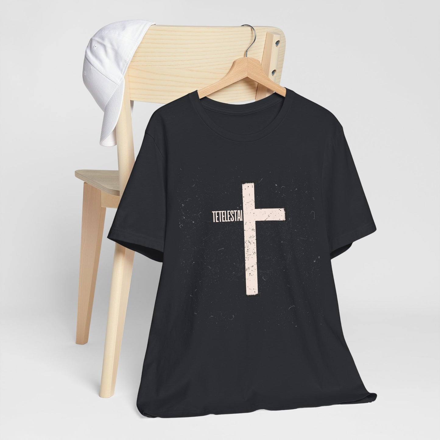 "Tetelestai" Distressed Cross Tee – Faith Worn Boldly