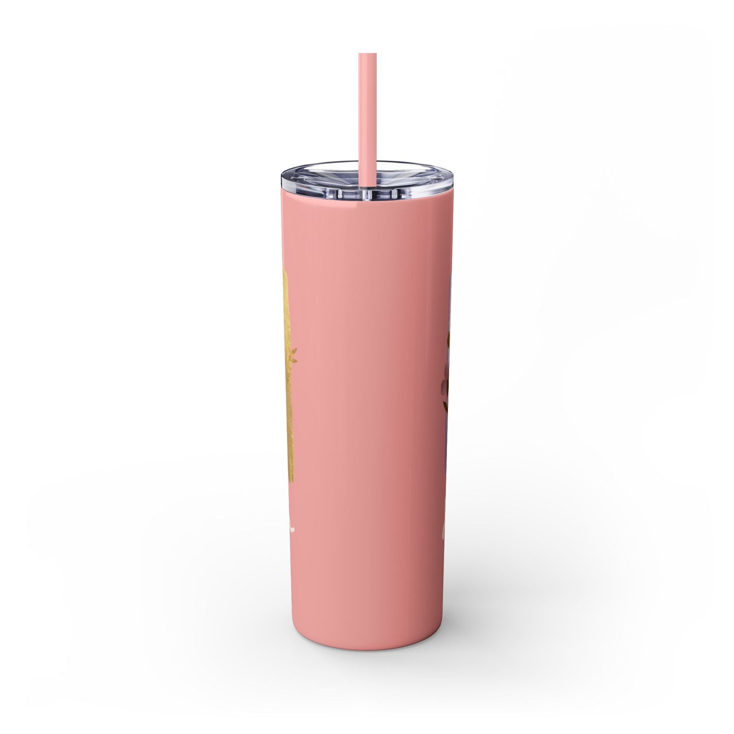 Floral Inspirational Skinny Tumbler with Straw - 20oz - Perfect for Gifts & Daily Use