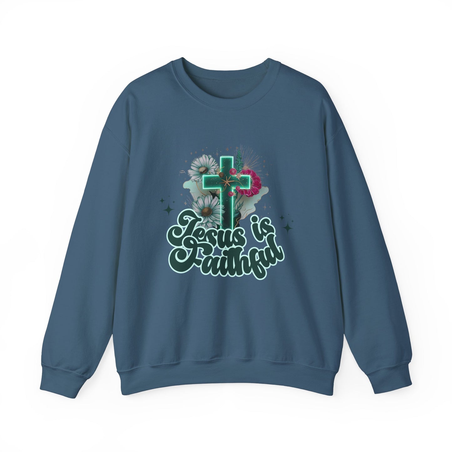 Faithful Jesus Crewneck Sweatshirt - Inspirational Christian Apparel